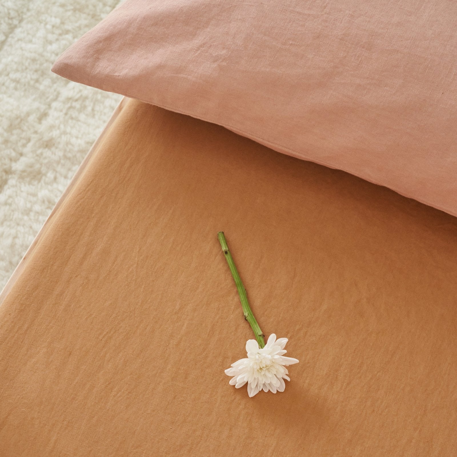 French Flax Linen Cot Sheet in Sandalwood - Image 4