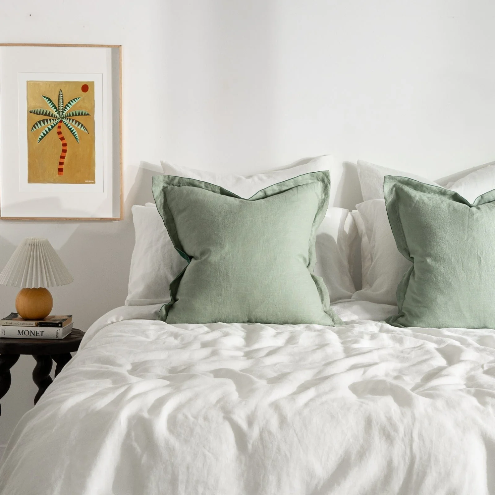 French Flax Linen CUSHION Cover in Sage/Jade - Image 6