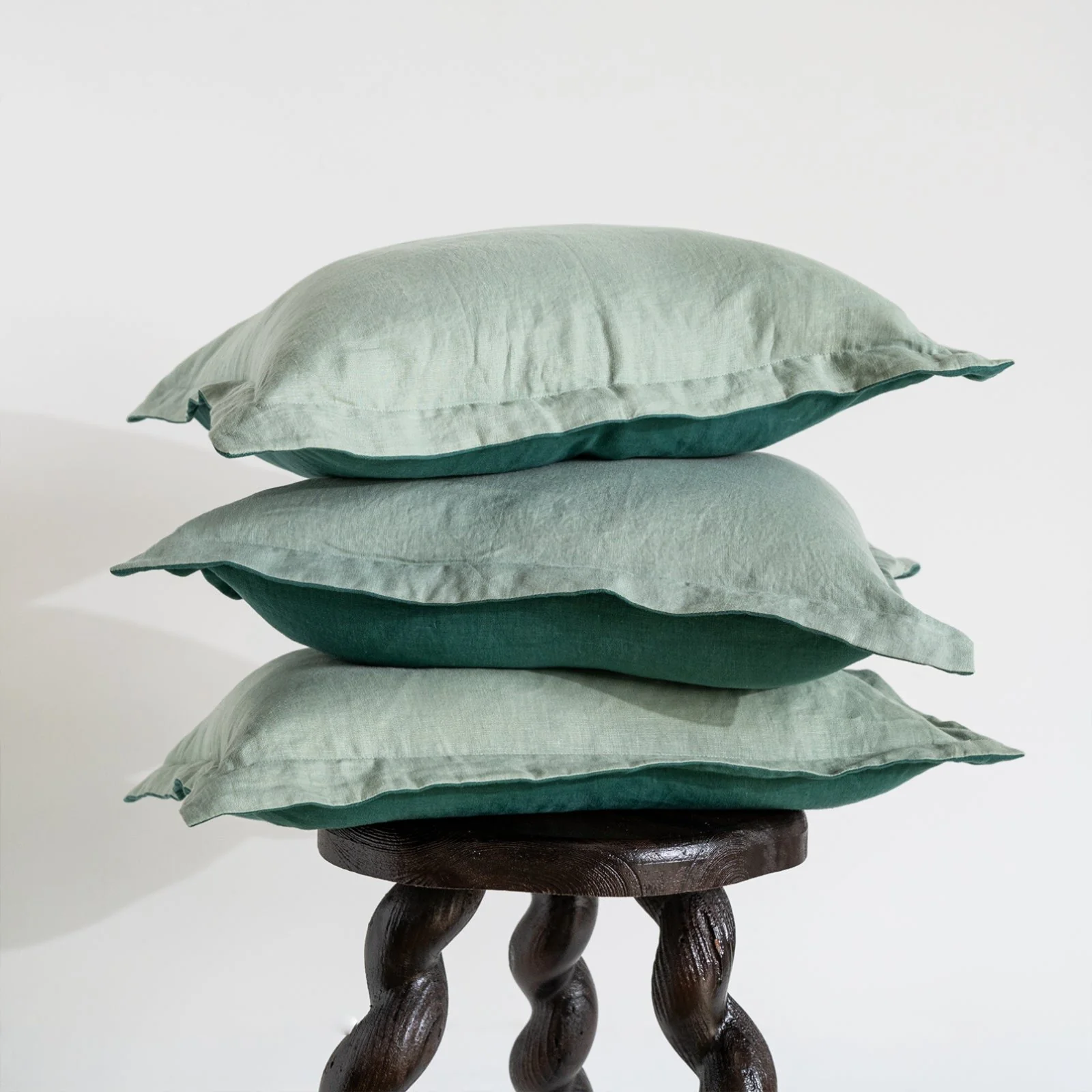 French Flax Linen CUSHION Cover in Sage/Jade - Image 9