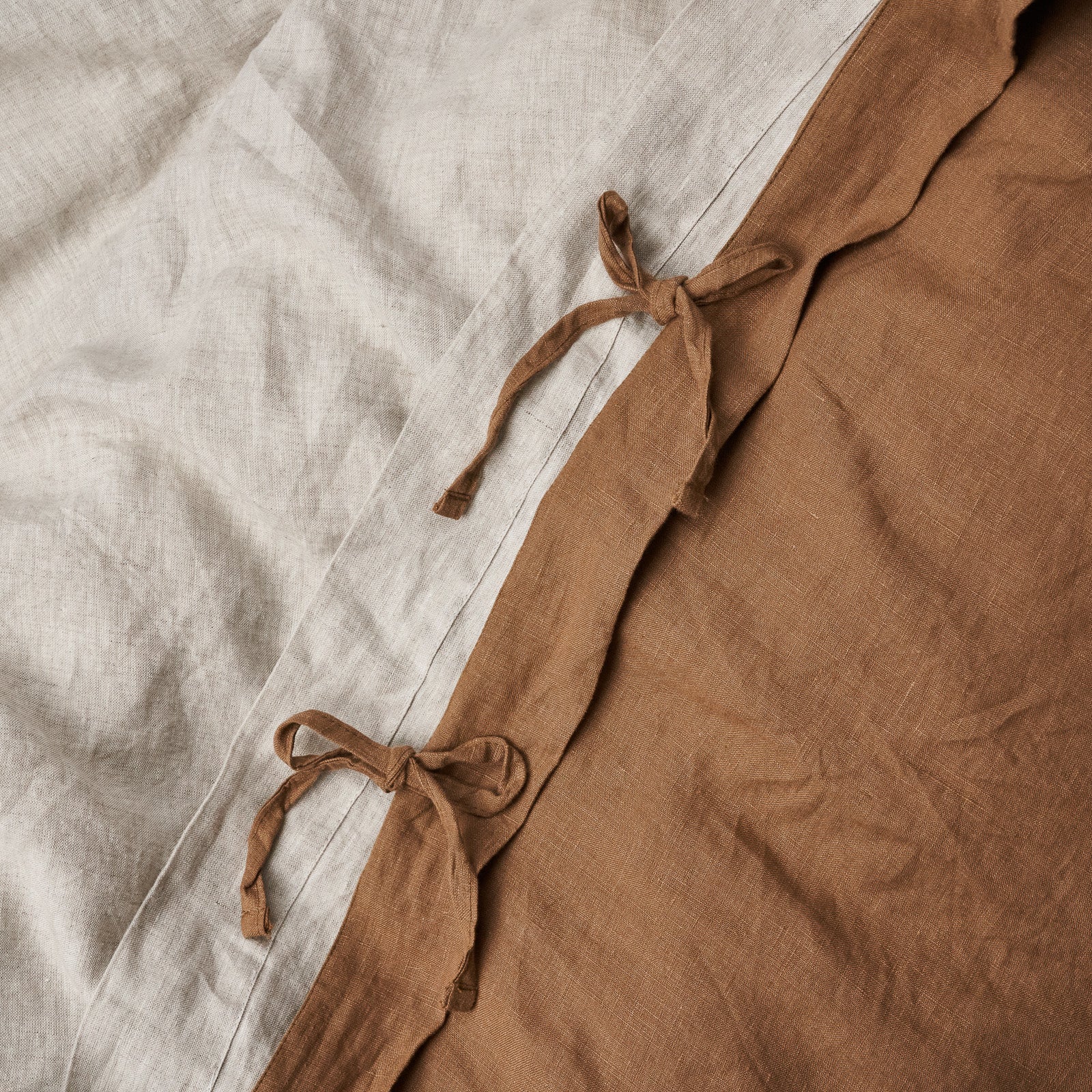 French Flax Linen Double Sided Quilt Cover in Hazelnut/Natural - Image 9