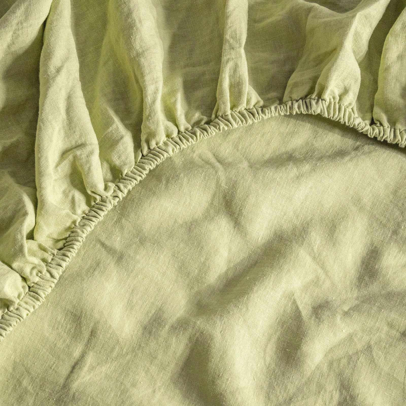 French Flax Linen Fitted Sheet in Matcha - Image 4