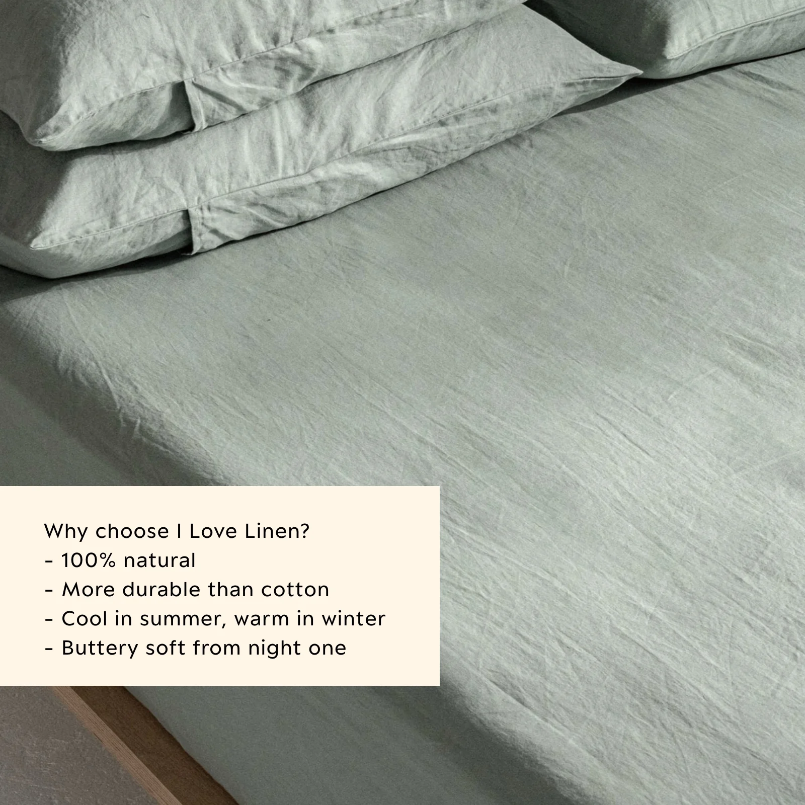 French Flax Linen Fitted Sheet in Sage - Image 3