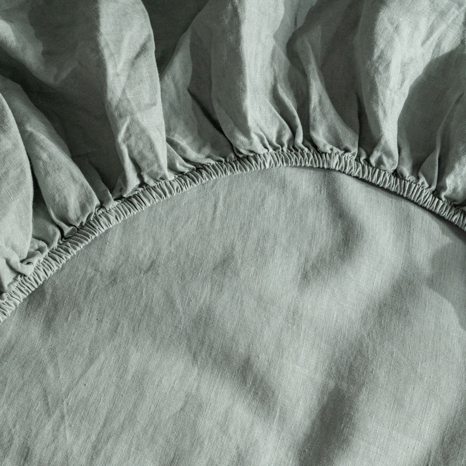 French Flax Linen Fitted Sheet in Sage - Image 4