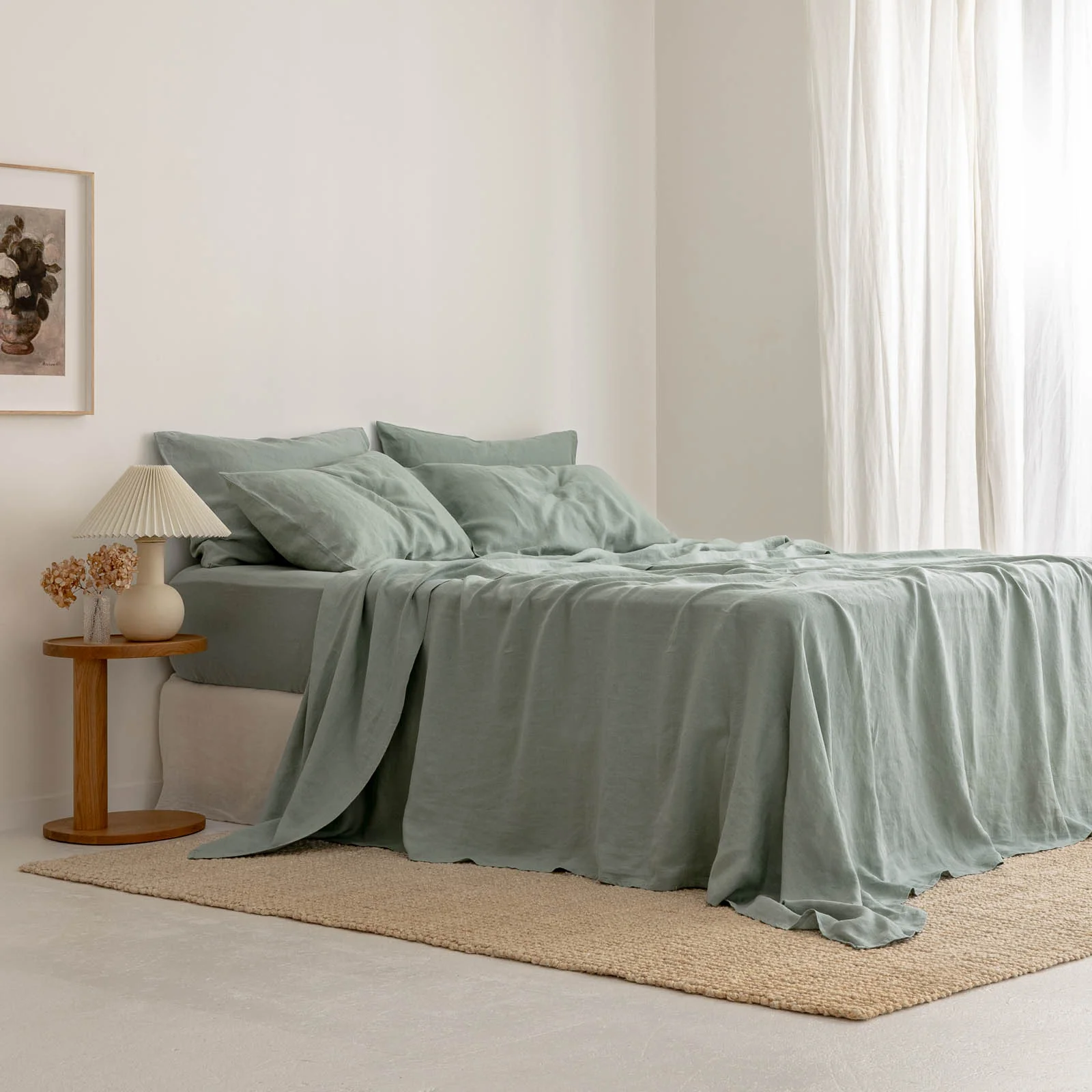 French Flax Linen Fitted Sheet in Sage - Image 7
