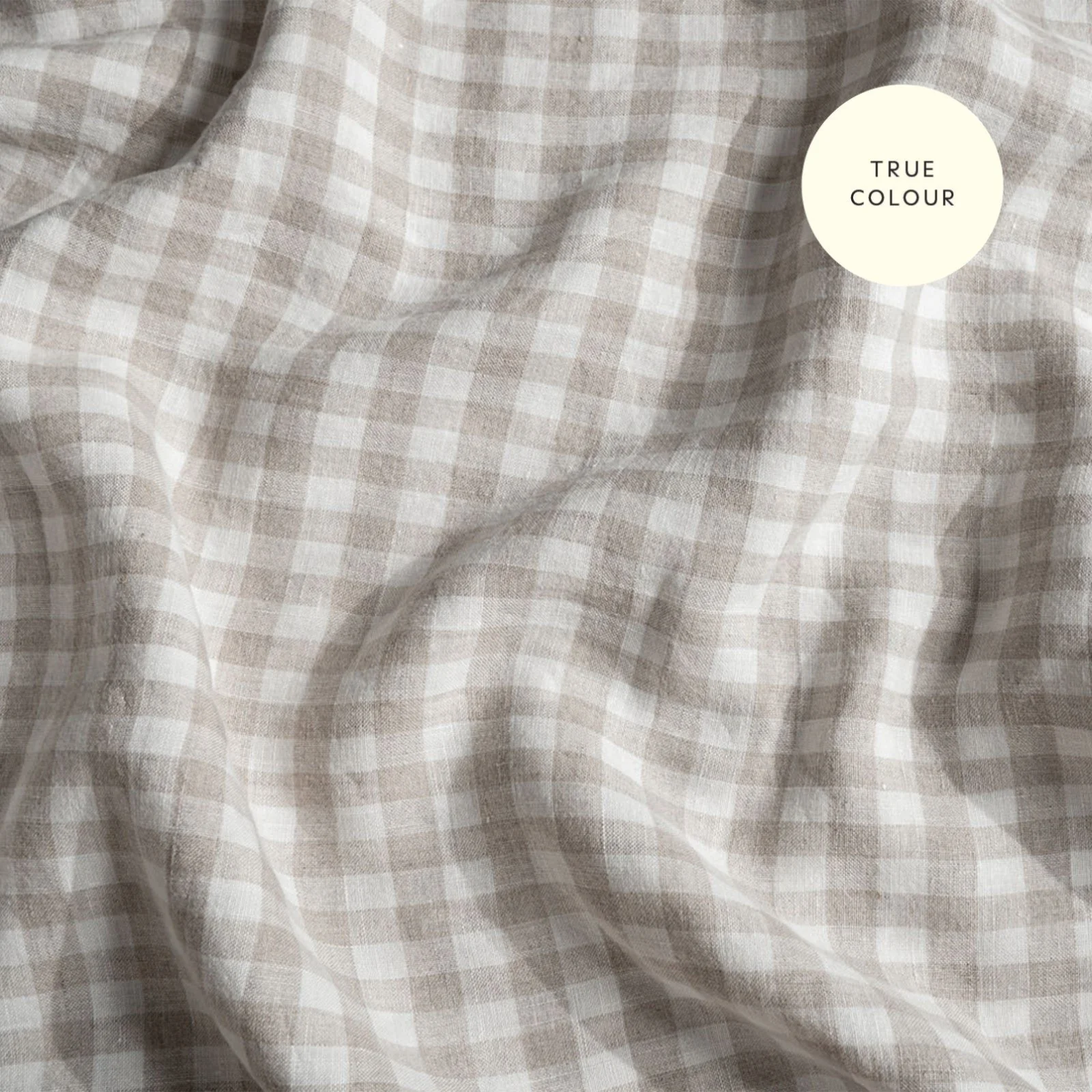 French Flax Linen Flat Sheet in Beige Gingham - Image 11