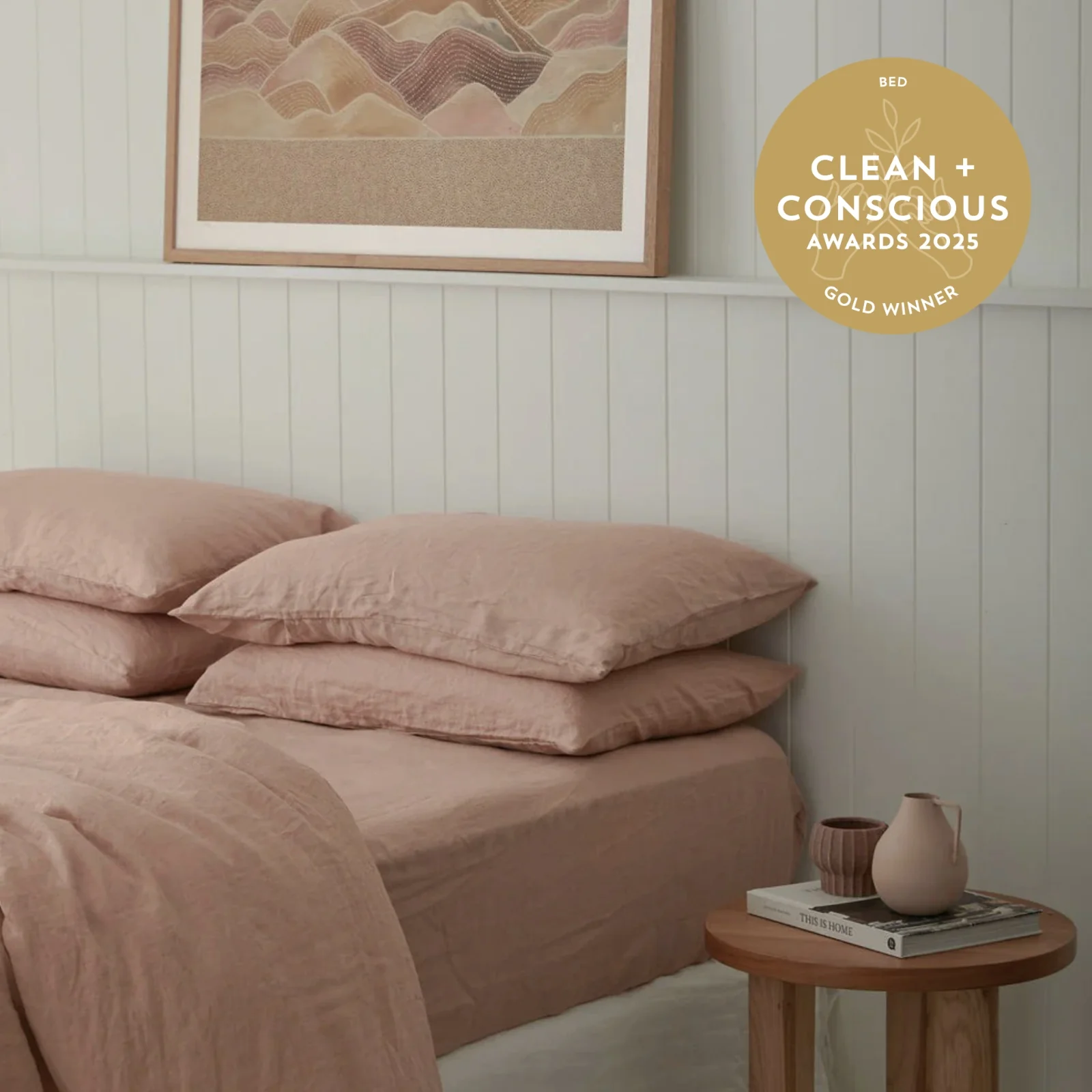 French Flax Linen Flat Sheet in Clay - Image 6