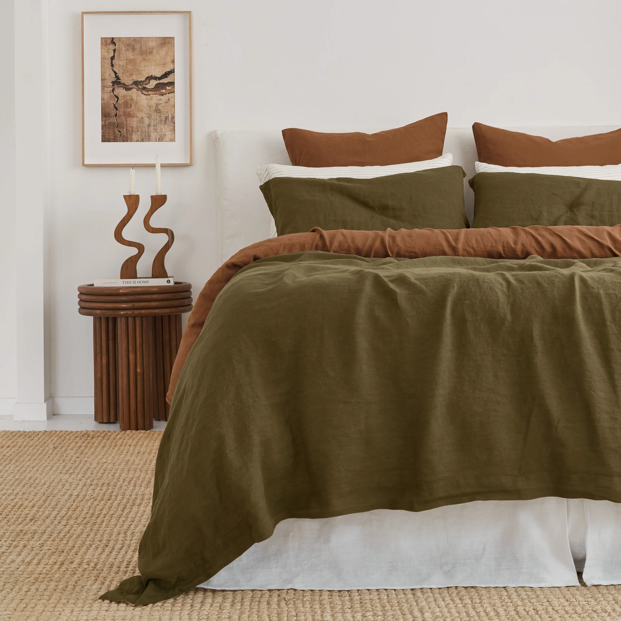 French Flax Linen Flat Sheet in Hazelnut - Image 9