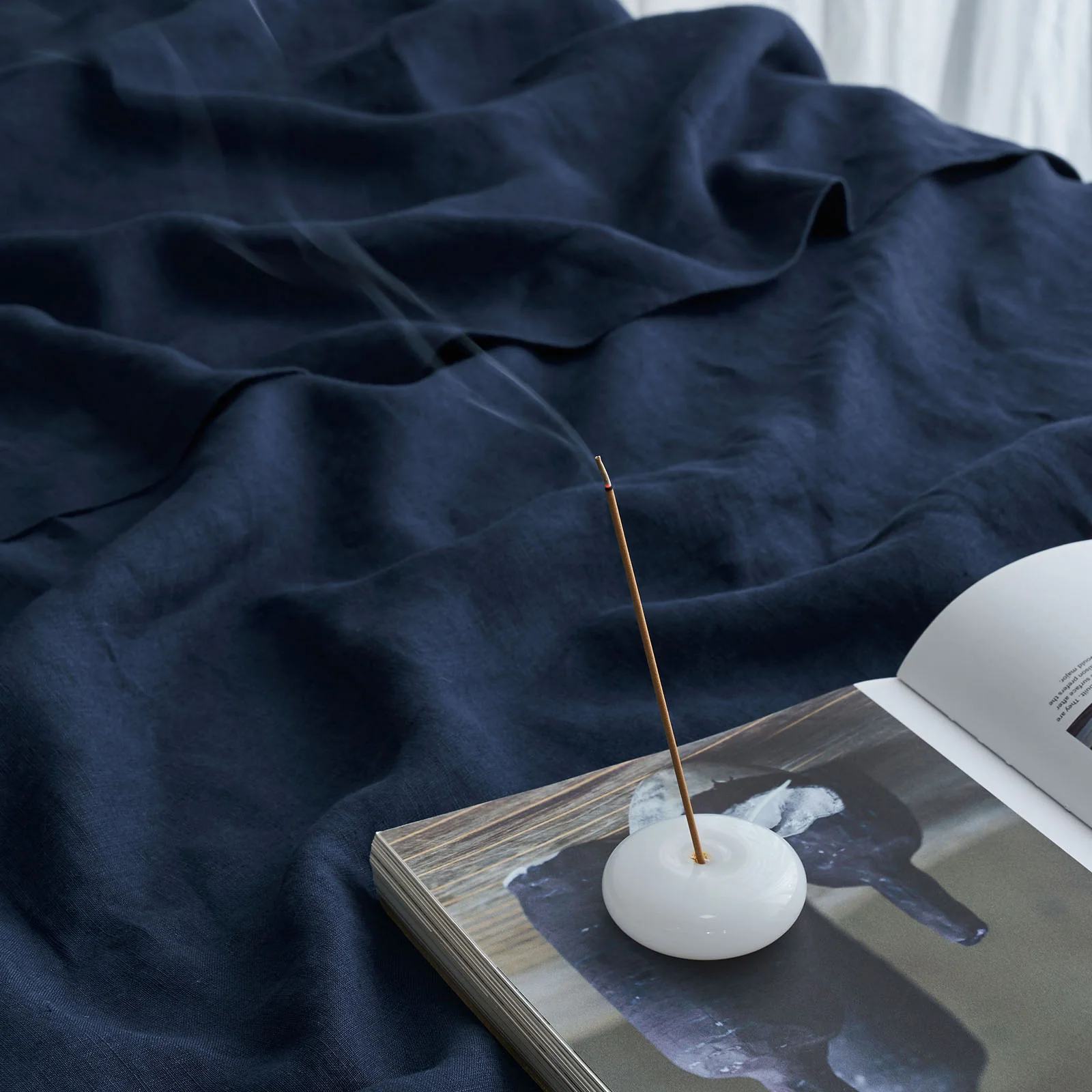 French Flax Linen Flat Sheet in Indigo - Image 7