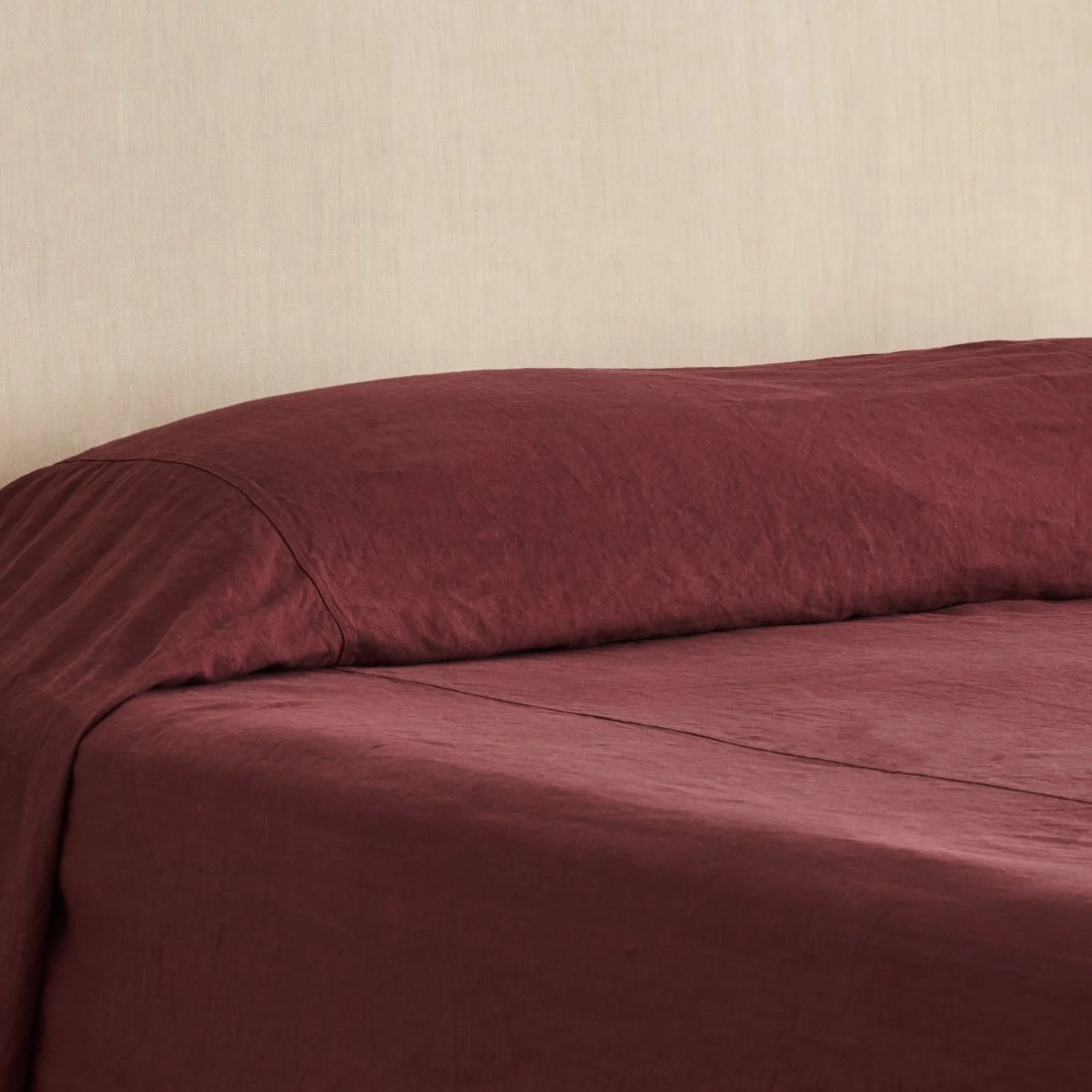French Flax Linen Heavy Bed Cover in Cherrywood - Image 3