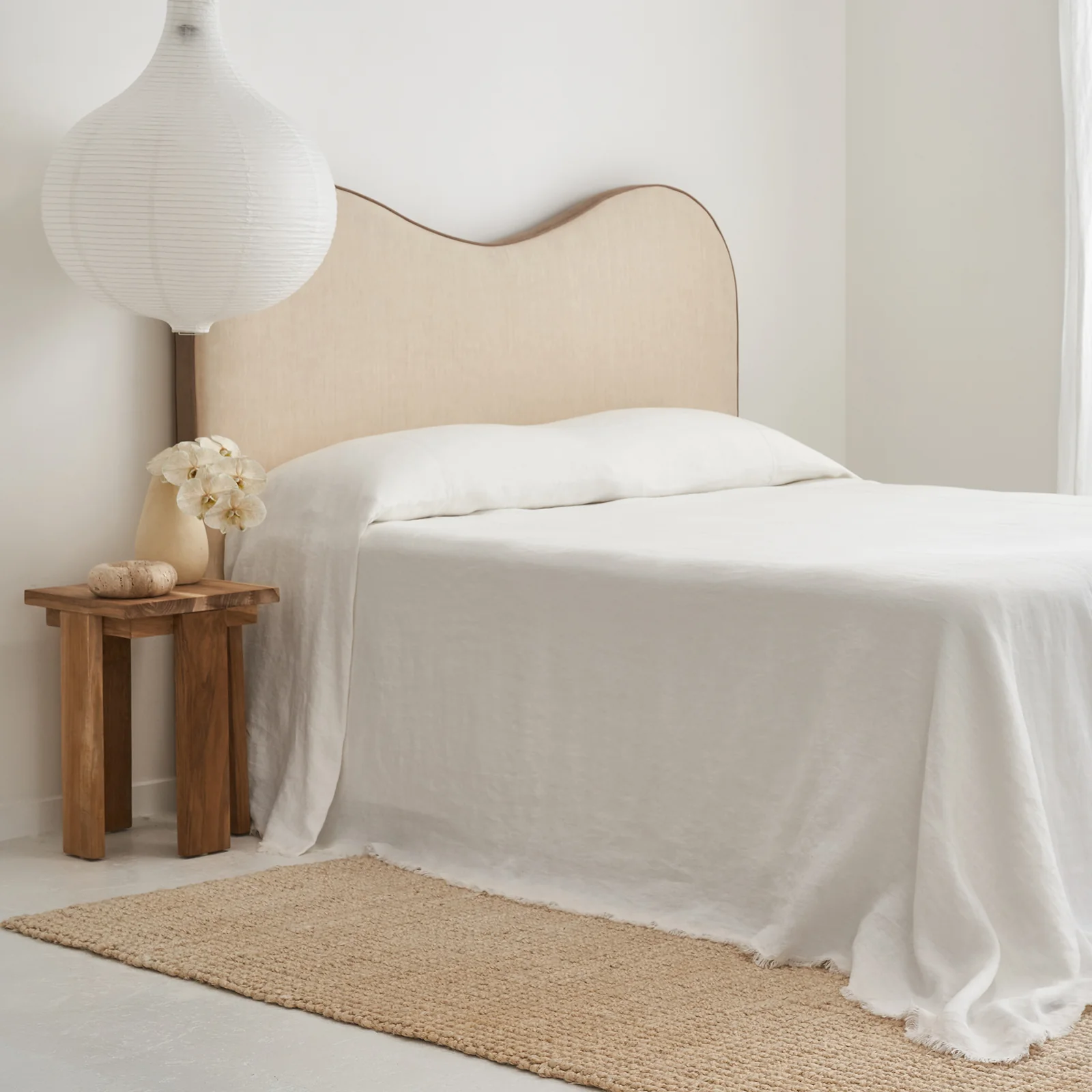 French Flax Linen Heavy Bedcover in White - Image 8