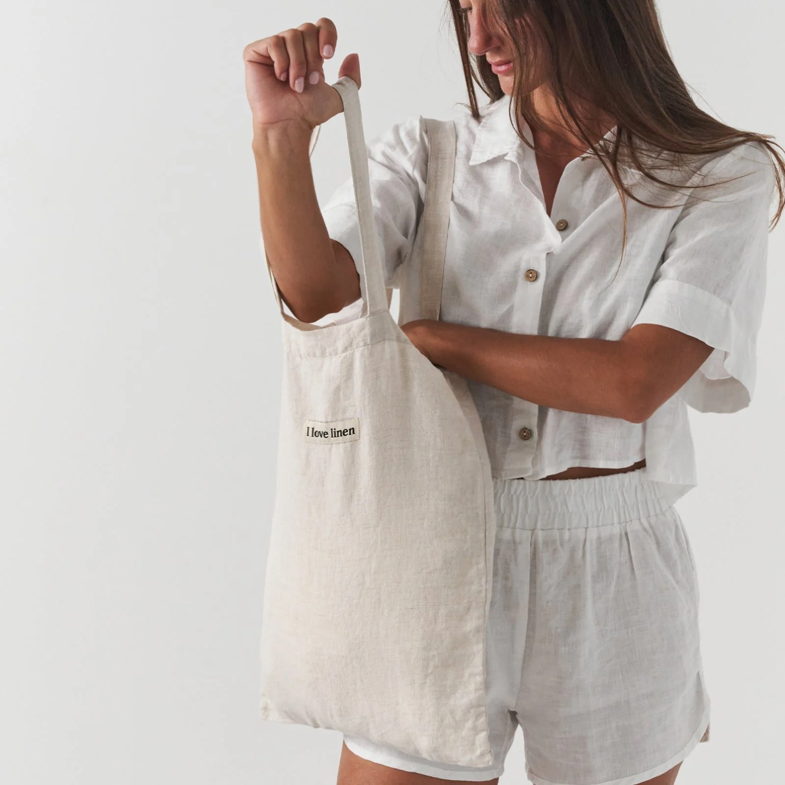 French Flax Linen Market Bag in Natural - Image 3
