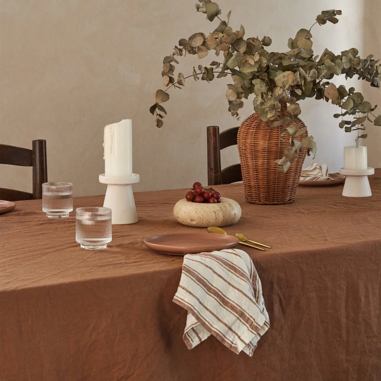 French Flax Linen Napkins (Set of 4) in Hazelnut Stripe - Image 7