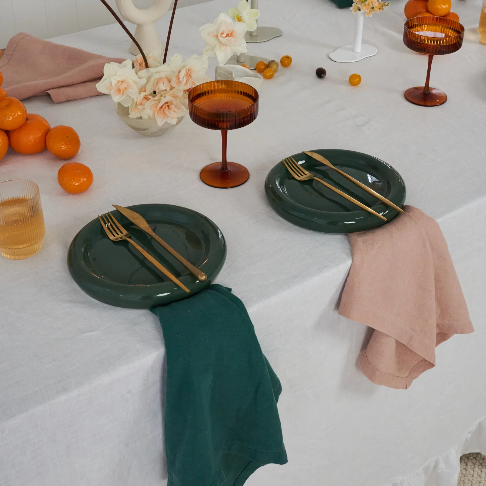 French Flax Linen Napkins (Set Of 4) in Jade/Clay - Image 3