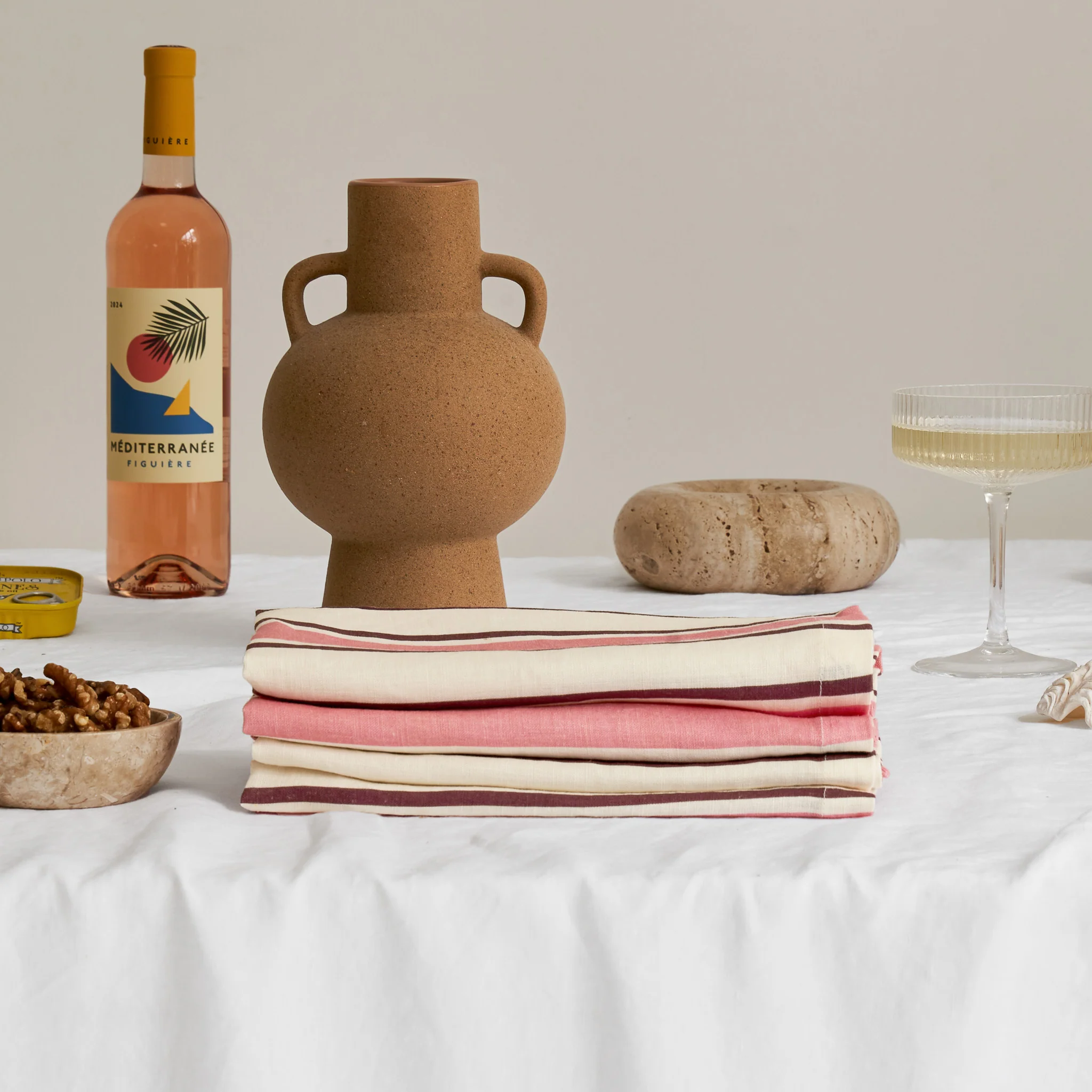 French Flax Linen Napkins (Set Of 4) in Pink Stripe - Image 5