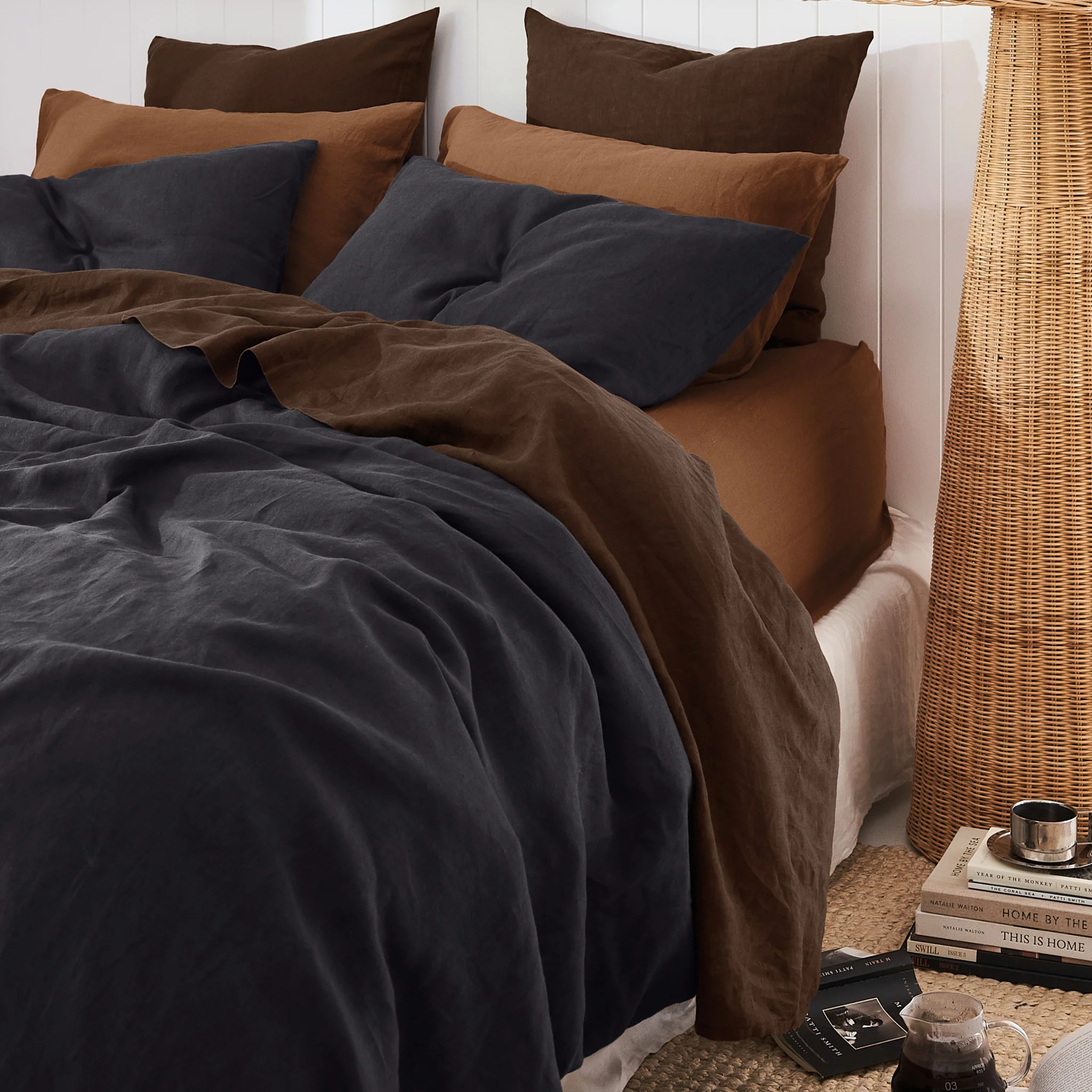 French Flax Linen Pillowcase SET in Charcoal - Image 10