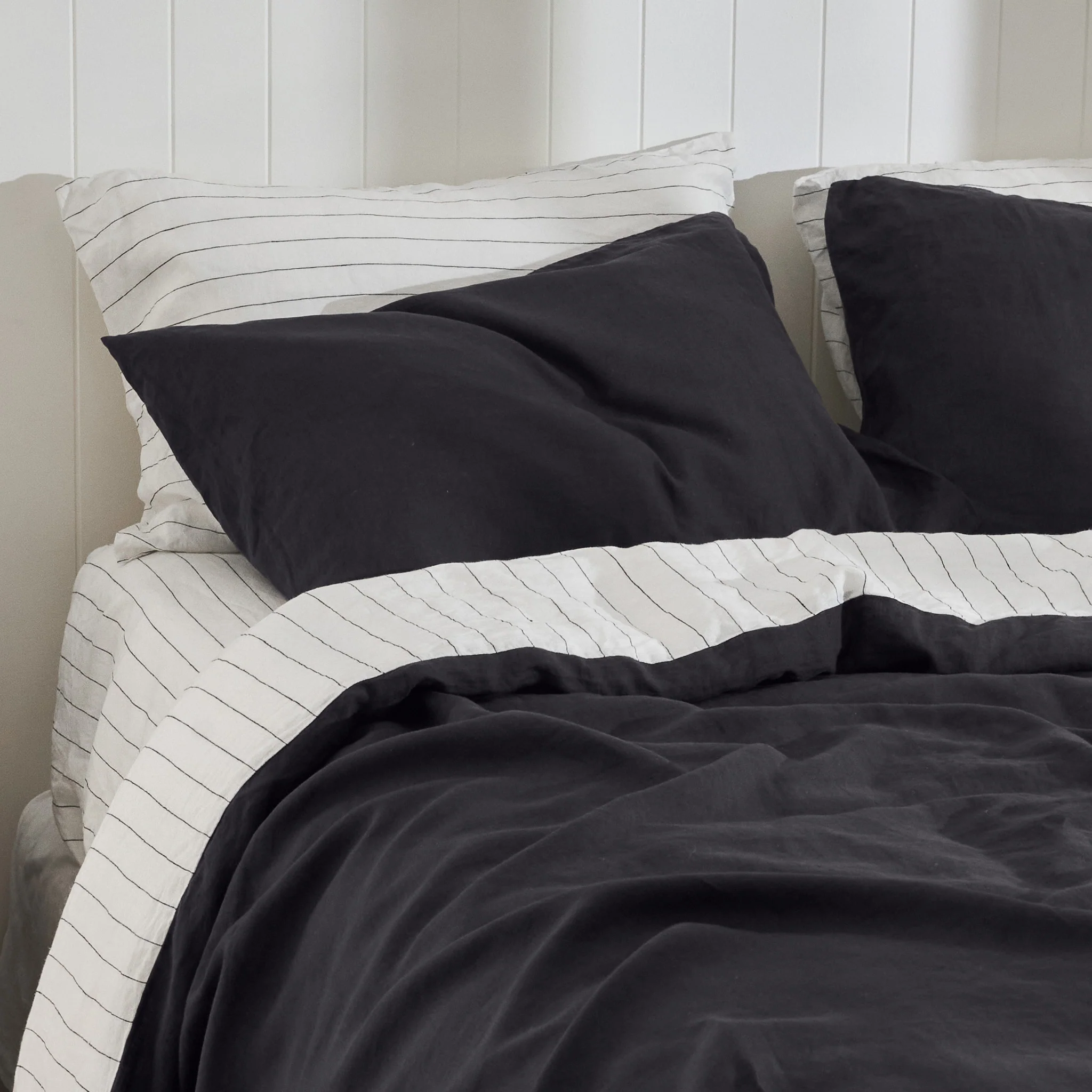 French Flax Linen Pillowcase SET in Charcoal - Image 11