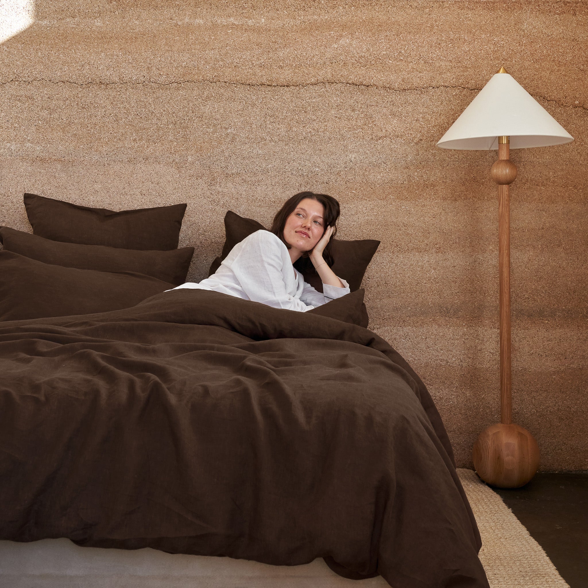 French Flax Linen Pillowcase Set in Chocolate - Image 11