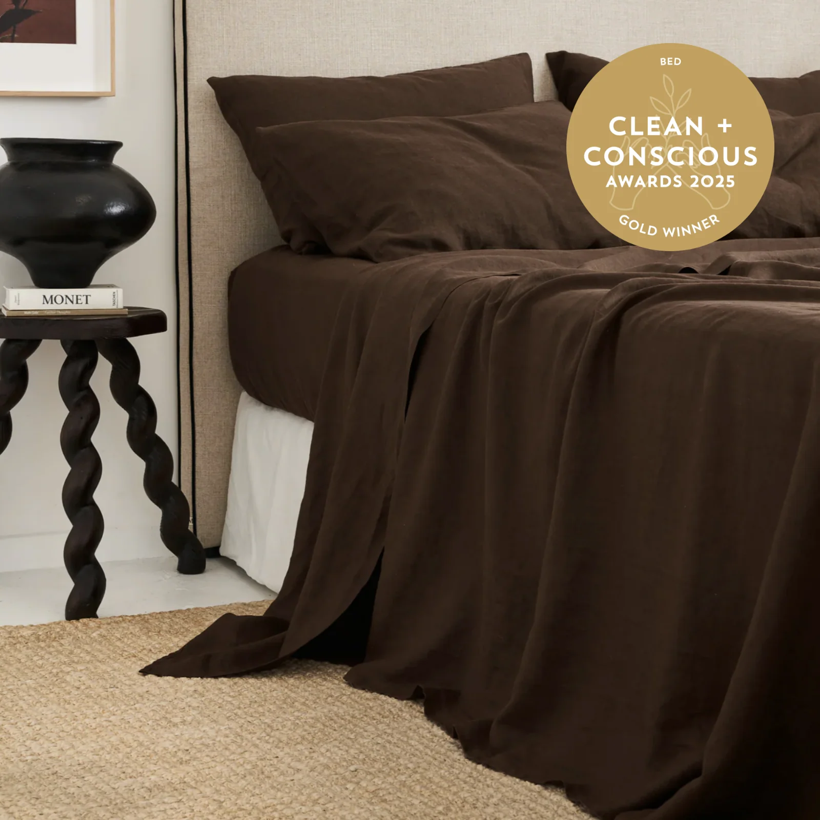 French Flax Linen Pillowcase Set in Chocolate - Image 7