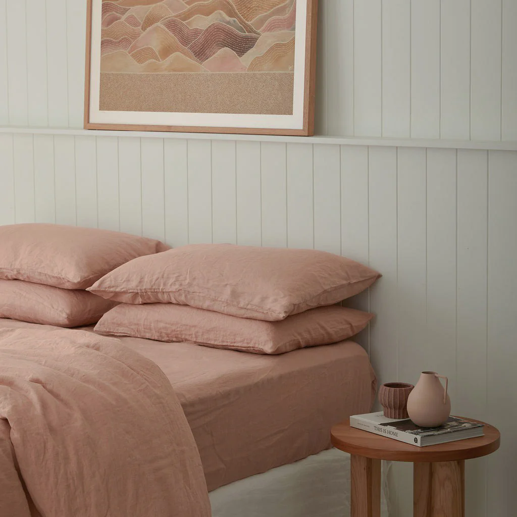French Flax Linen Pillowcase Set in Clay - Image 7
