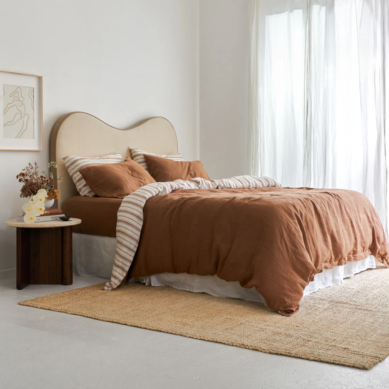 French Flax Linen Pillowcase Set in Hazelnut - Image 9