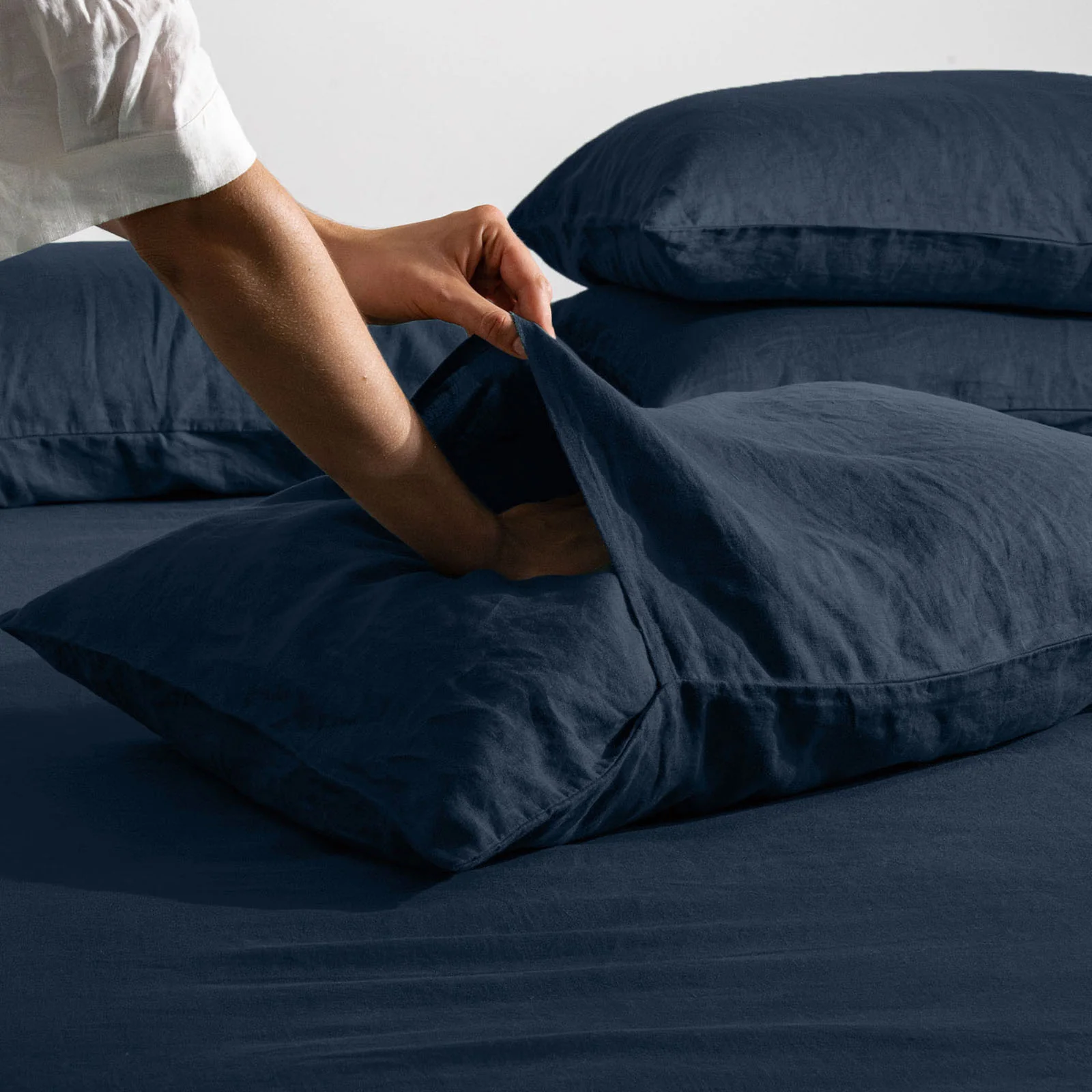 French Flax Linen Pillowcase Set in Indigo - Image 4
