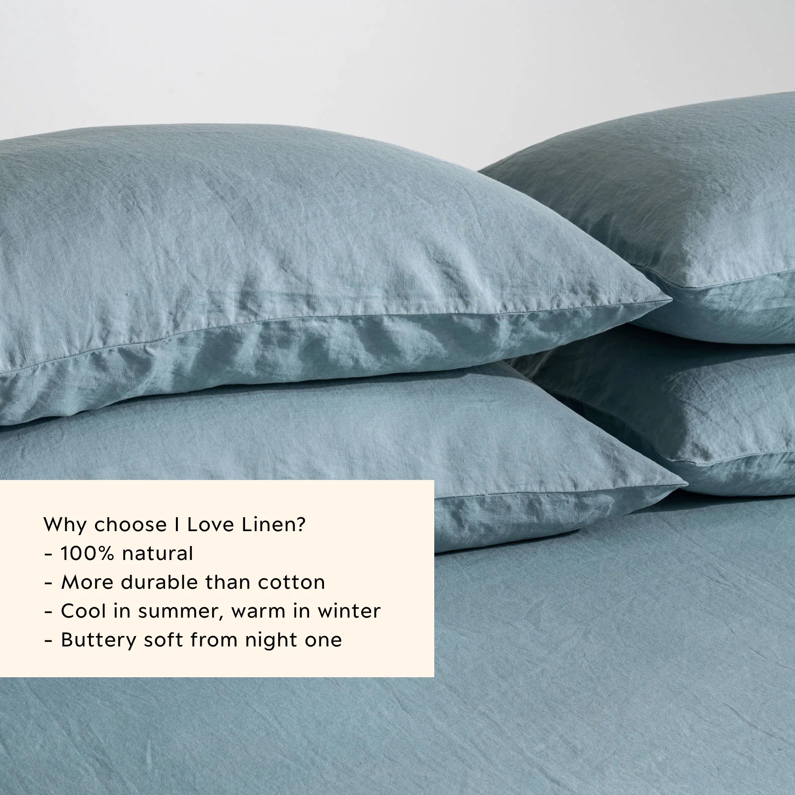 French Flax Linen Pillowcase Set in Marine Blue - Image 3