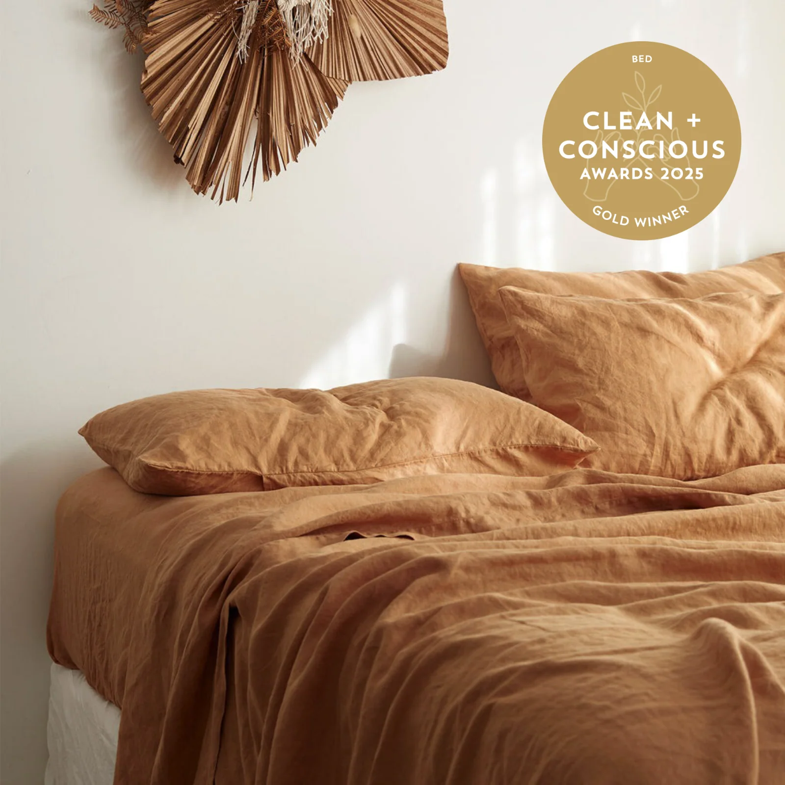 French Flax Linen Pillowcase Set in Sandalwood - Image 5