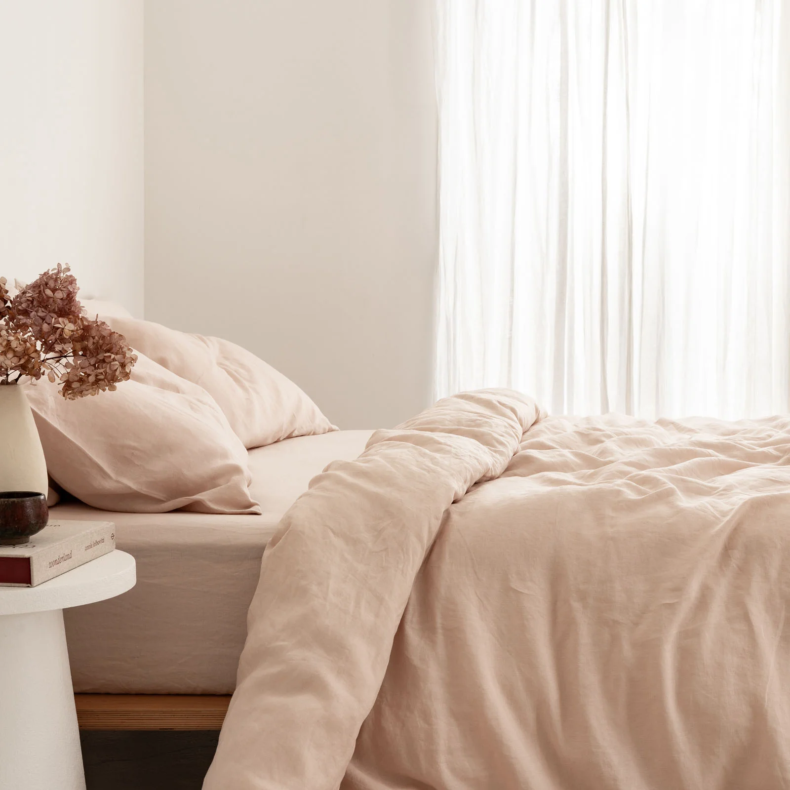 French Flax Linen Quilt Cover Set in Blush - Image 11