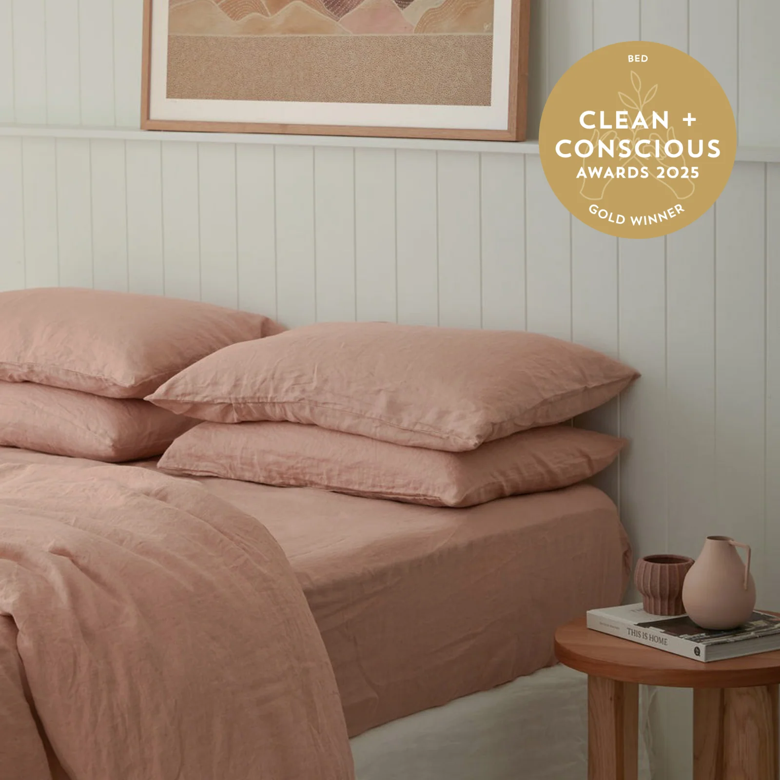 French Flax Linen Quilt Cover Set in Clay - Image 5