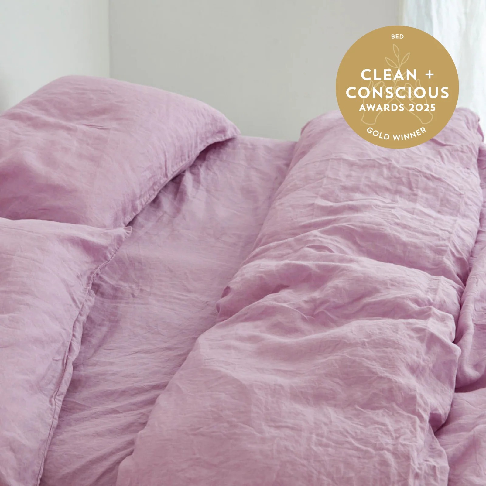 French Flax Linen Quilt Cover Set in Lilac - Image 5