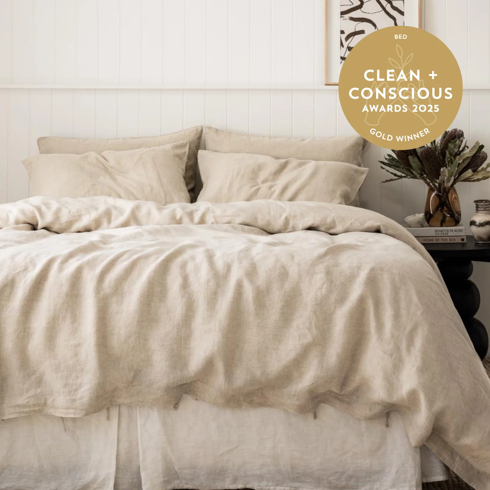 French Flax Linen Quilt Cover Set in Natural - Image 7