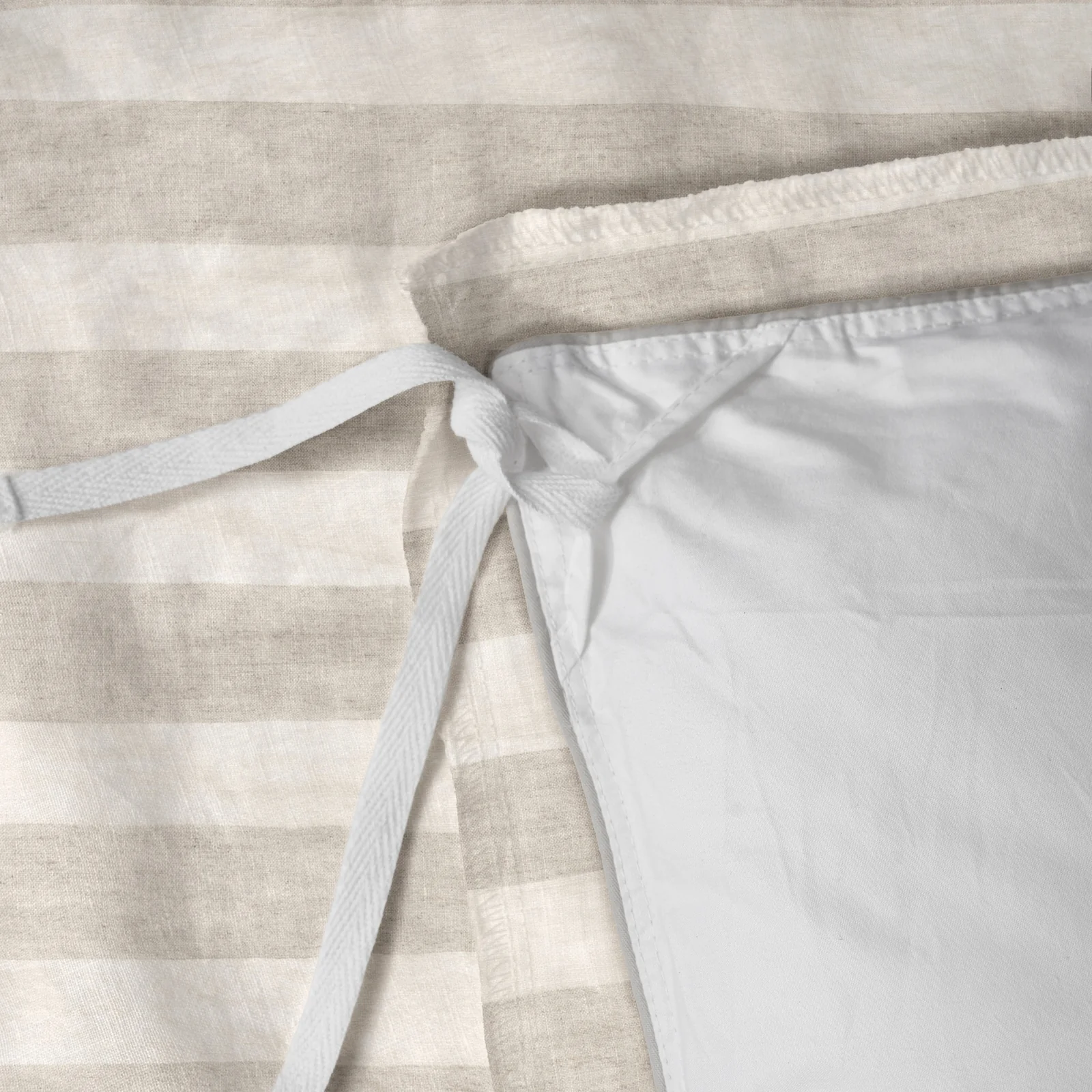 French Flax Linen Quilt Cover in Natural Thick Stripe - Image 10