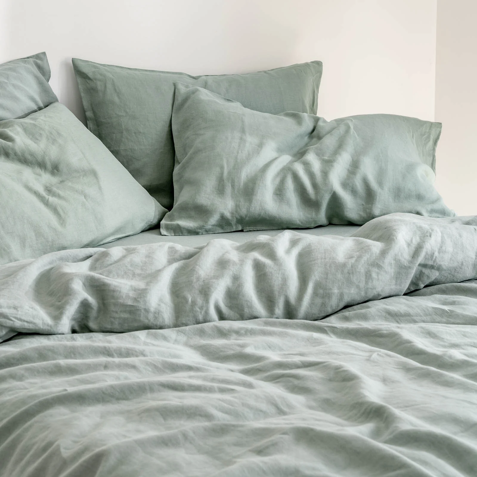 French Flax Linen Quilt Cover Set in Sage - Image 3
