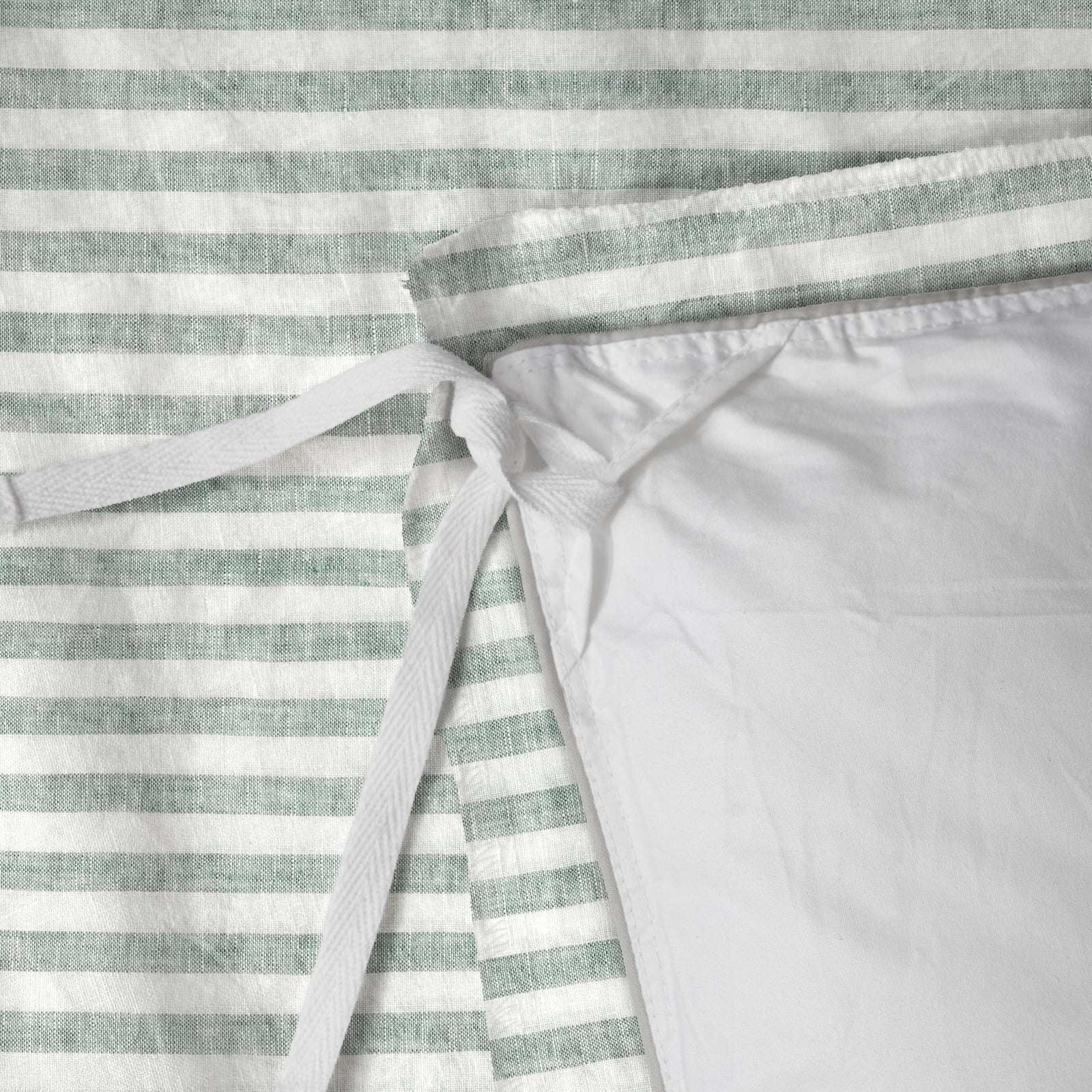 French Flax Linen Quilt Cover in Sage Stripe - Image 12