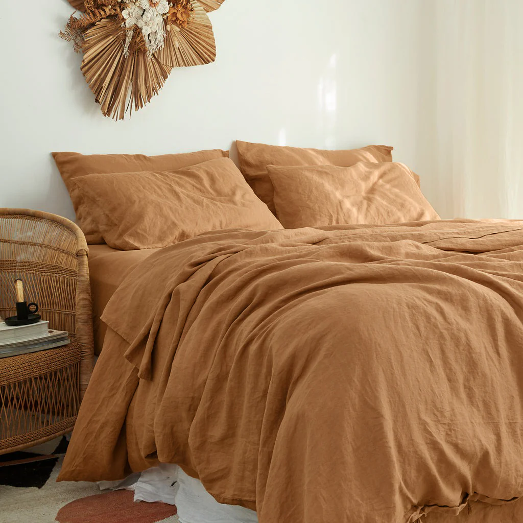 French Flax Linen Quilt Cover Set in Sandalwood - Image 10