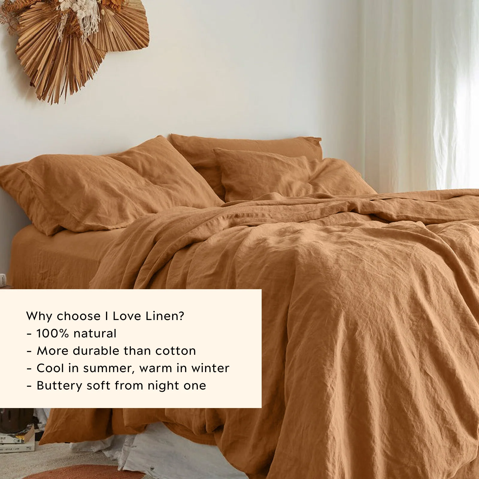French Flax Linen Quilt Cover Set in Sandalwood - Image 5