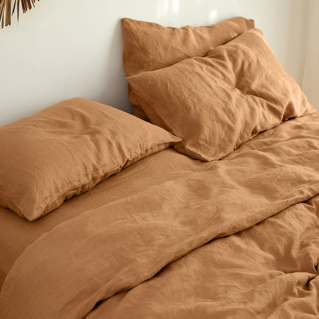 French Flax Linen Quilt Cover Set in Sandalwood - Image 6