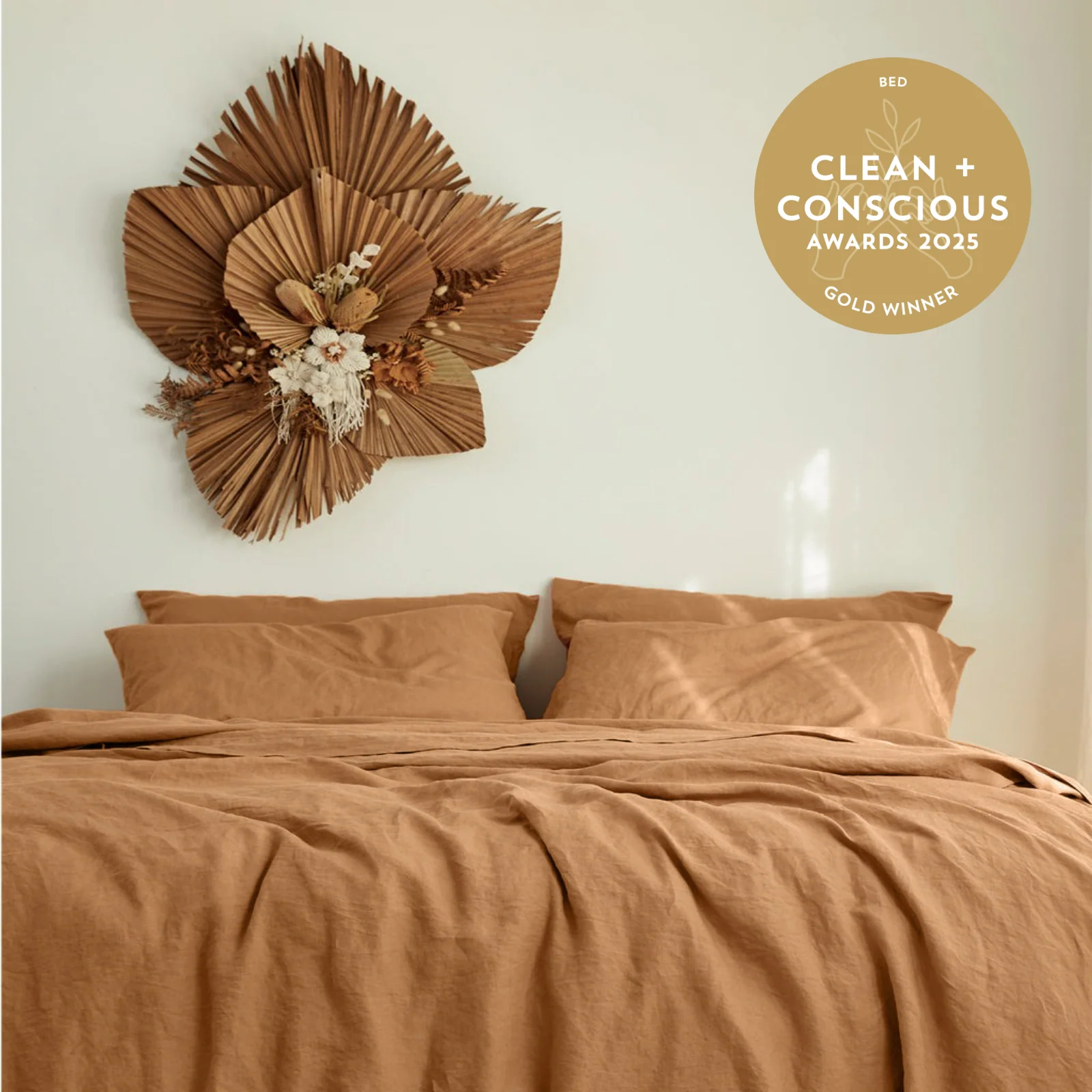 French Flax Linen Quilt Cover Set in Sandalwood - Image 9