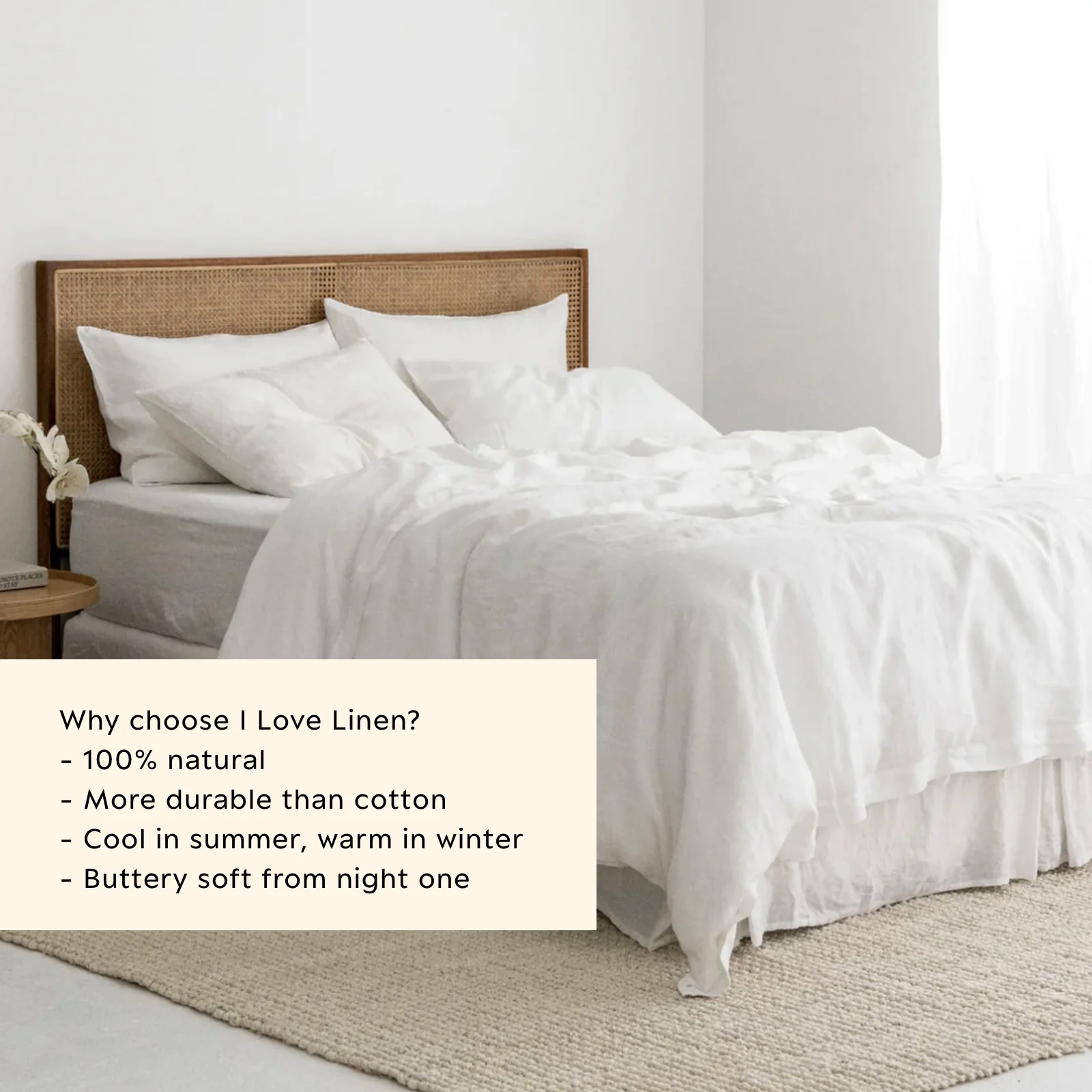 French Flax Linen Quilt Cover Set in White - Image 4