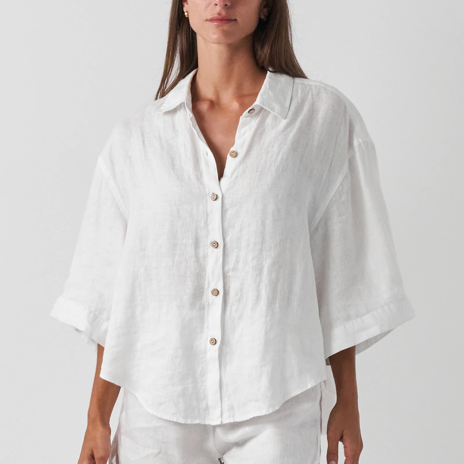 French Flax Linen Ruby Shirt in White