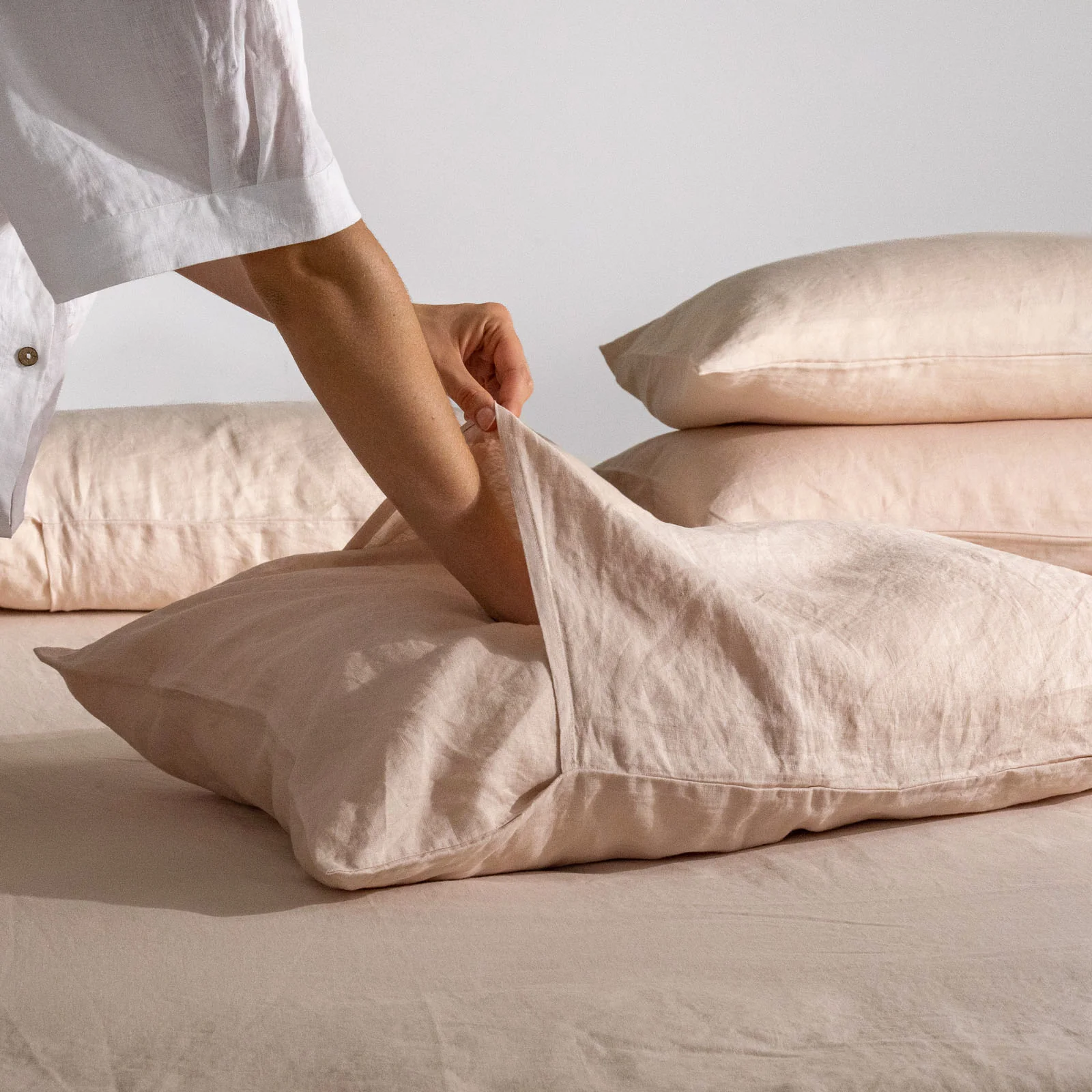 French Flax Linen Sheet Set in Blush - Image 10