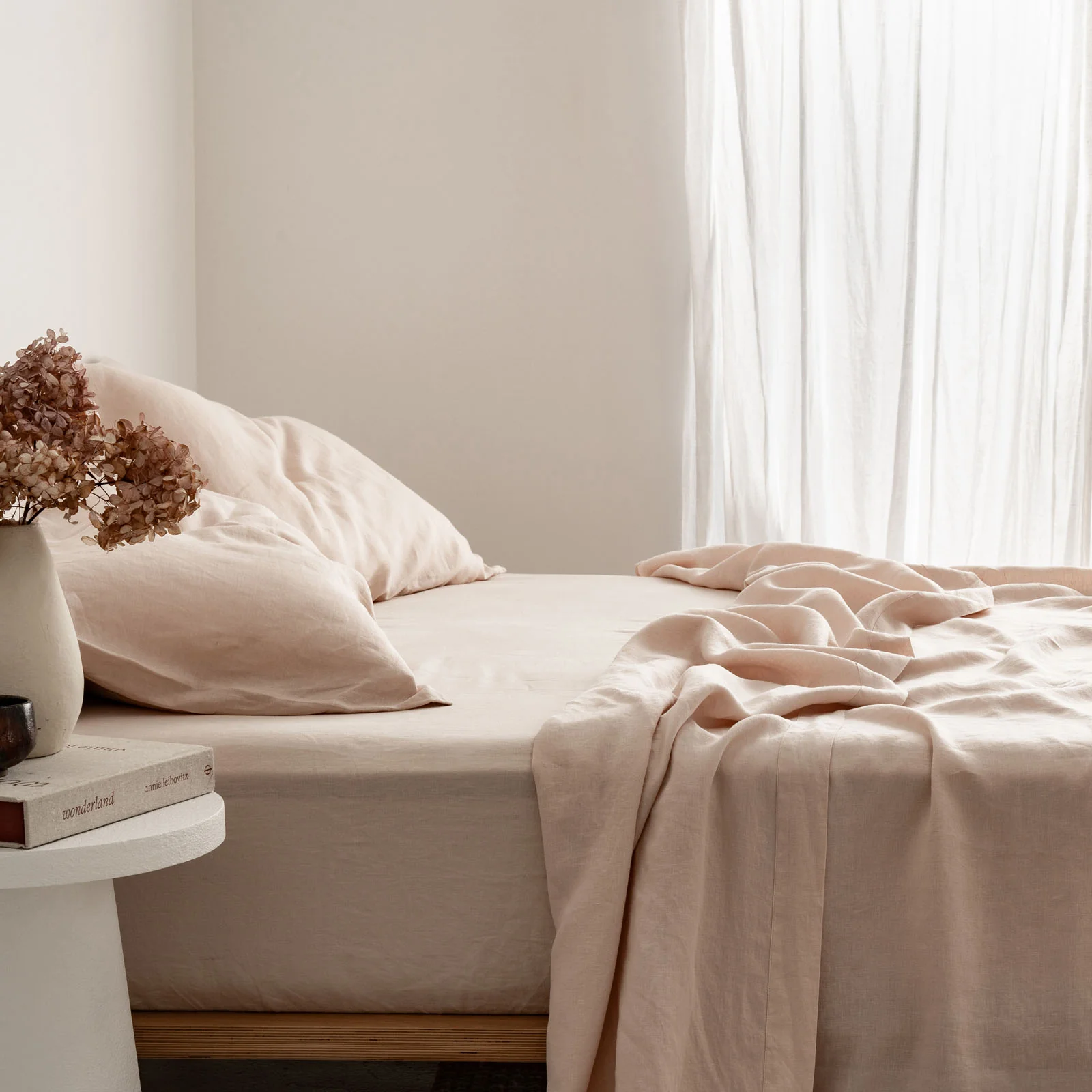 French Flax Linen Sheet Set in Blush - Image 4
