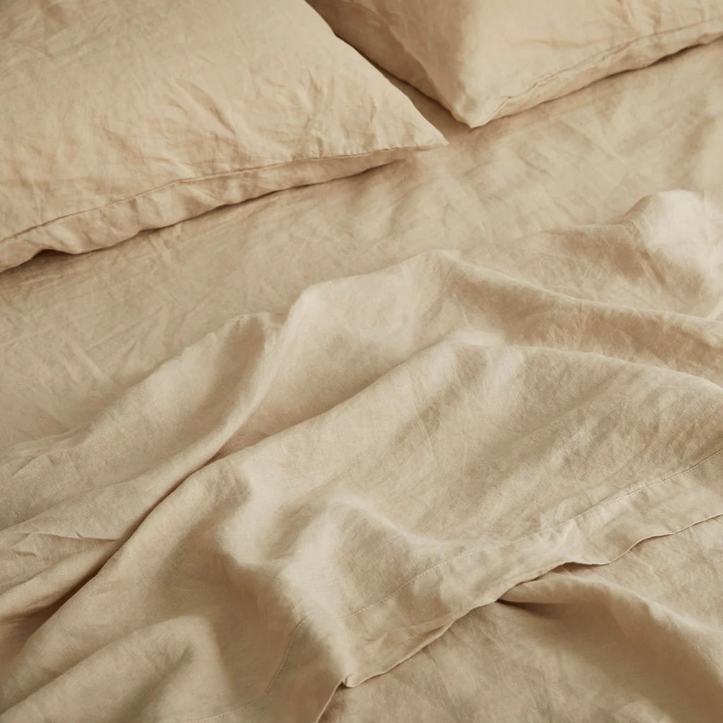 French Flax Linen Sheet Set in Creme - Image 10