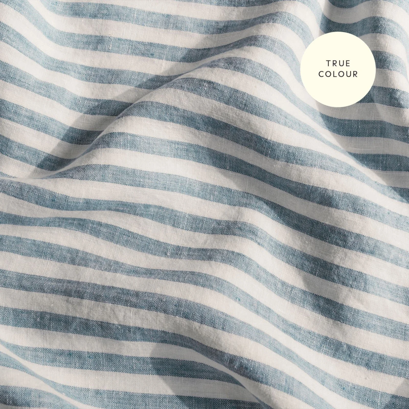 French Flax Linen Sheet Set in Marine Blue Stripe - Image 11