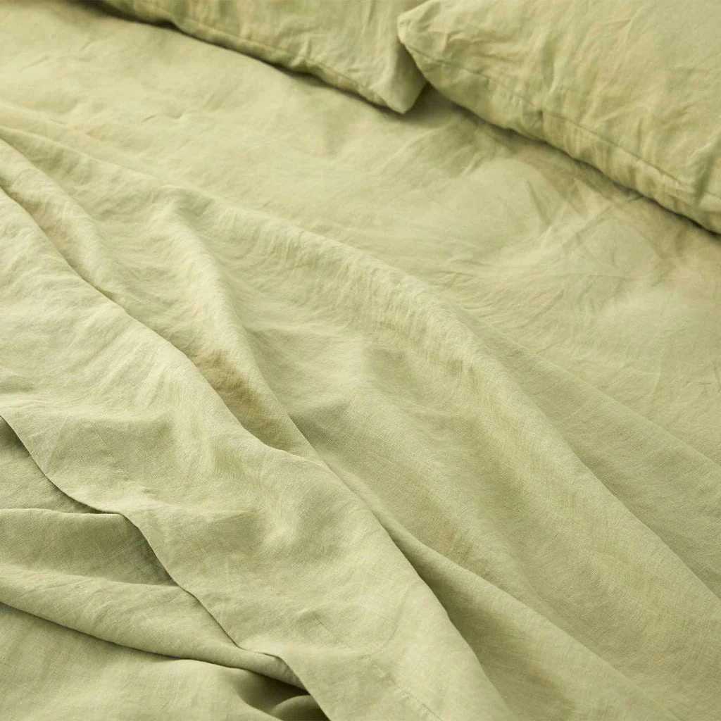 French Flax Linen Sheet Set in Matcha - Image 5