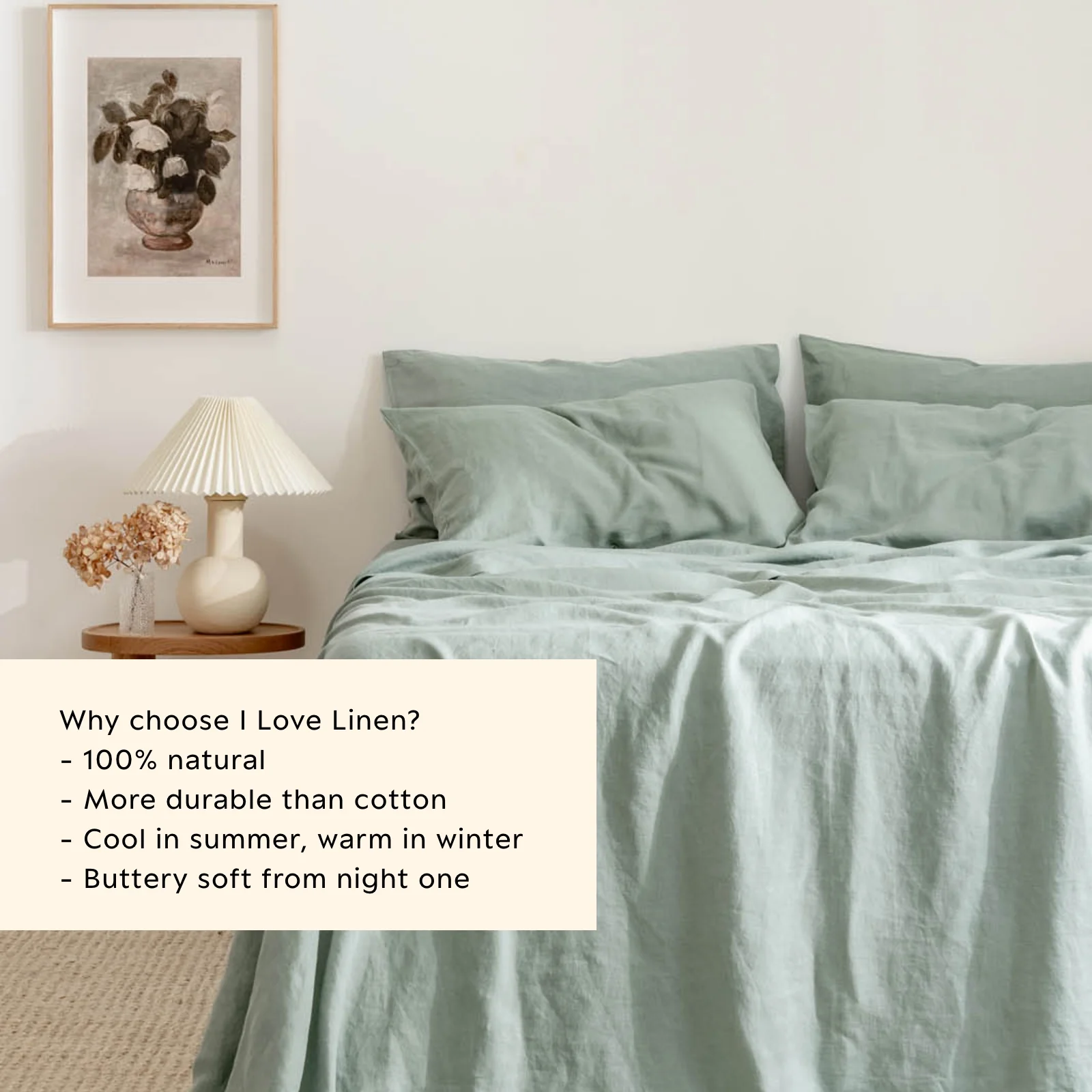 French Flax Linen Sheet Set in Sage - Image 5