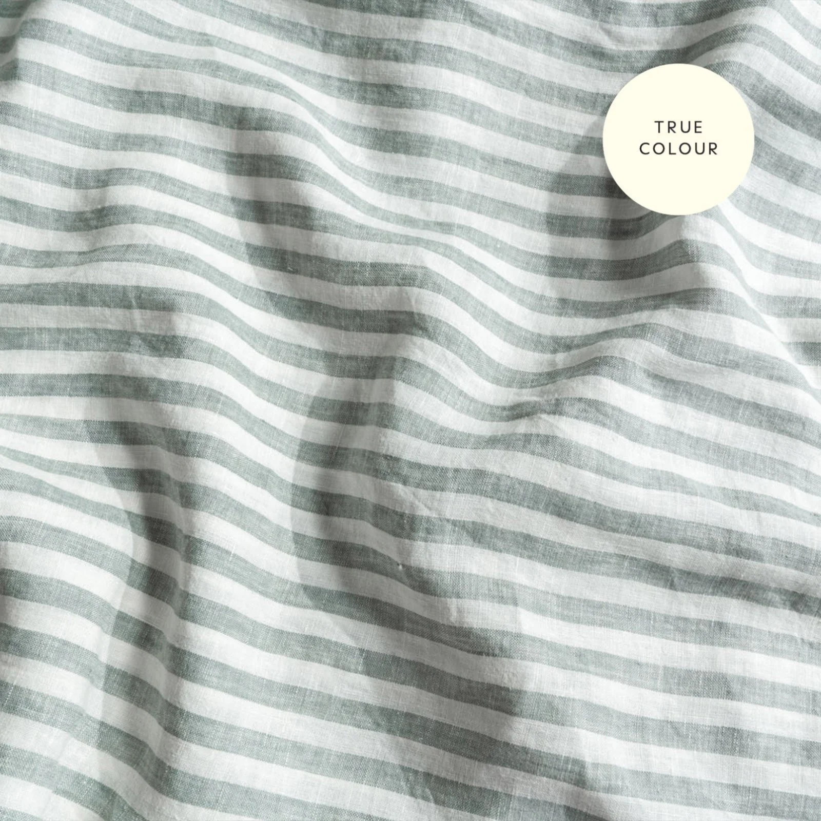 French Flax Linen Sheet Set in Sage Stripe - Image 13