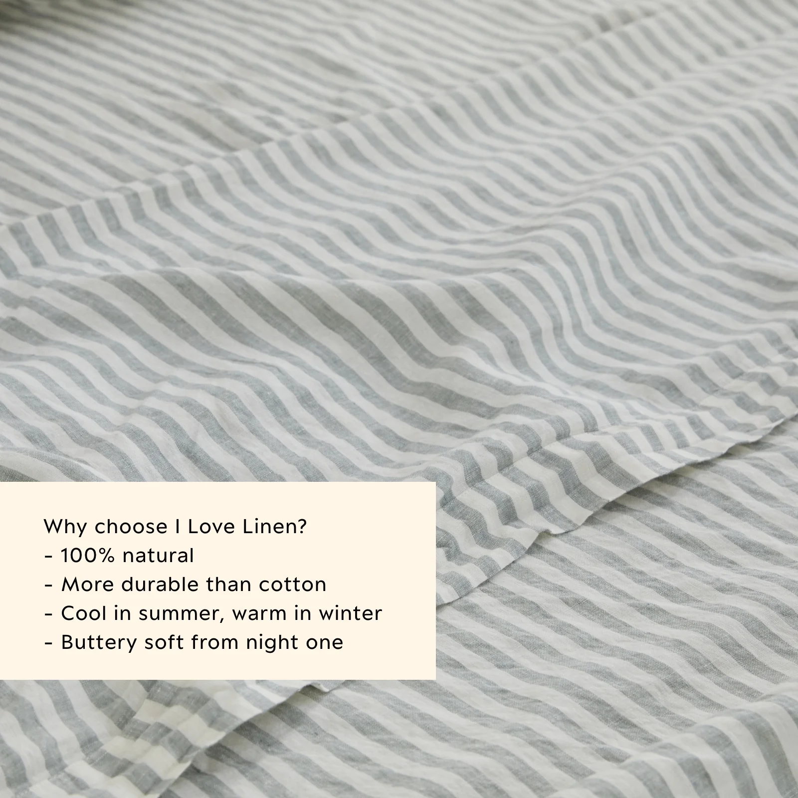 French Flax Linen Sheet Set in Sage Stripe - Image 5