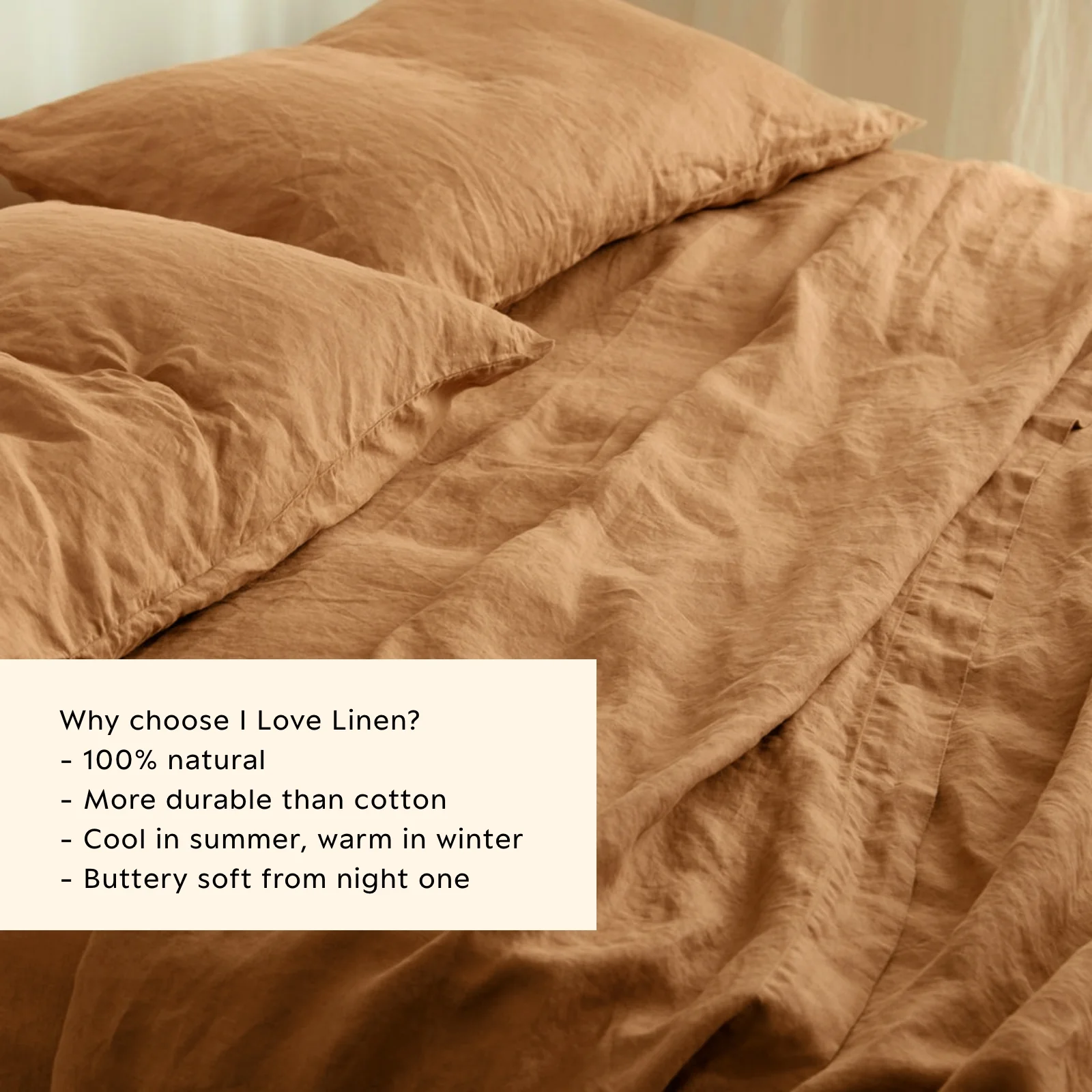 French Flax Linen Sheet Set in Sandalwood - Image 4