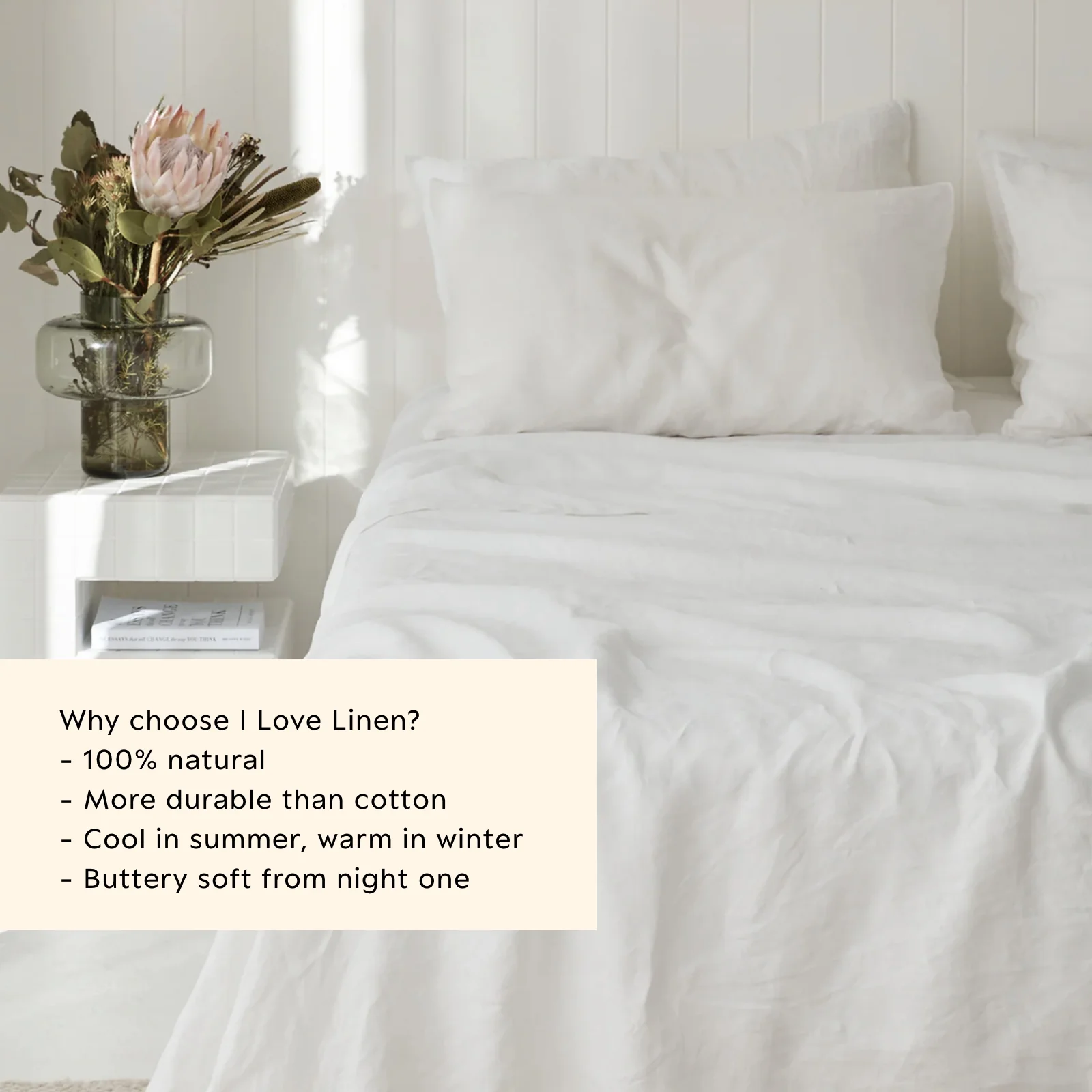 French Flax Linen Sheet Set in White - Image 11